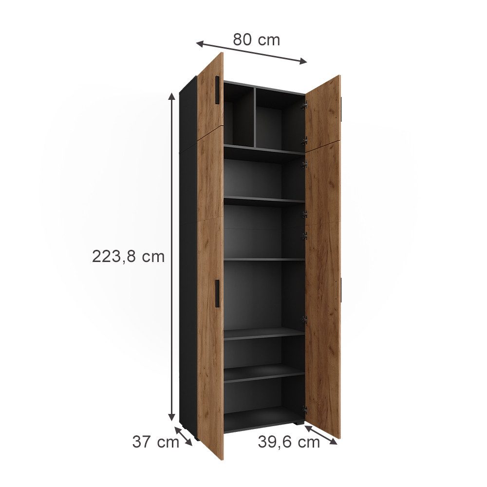 Vicco Aktenschrank Frank, Anthrazit/Goldkraft Eiche, 80 günstig online kaufen
