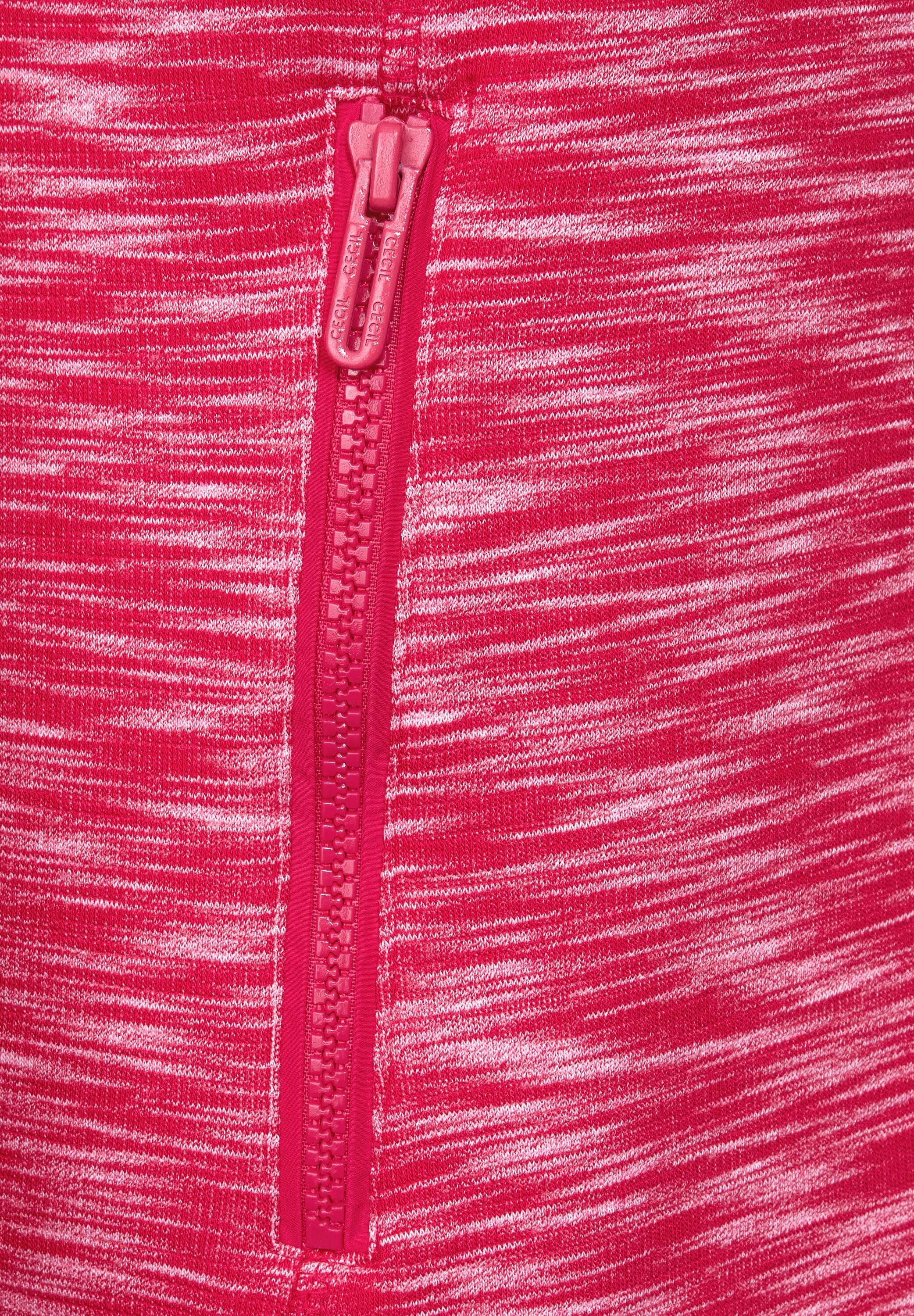 Cecil Kapuze Taschen Melange Cecil Kapuzensweatjacke Sweatshirtjacke Pink (1-tlg) mit in