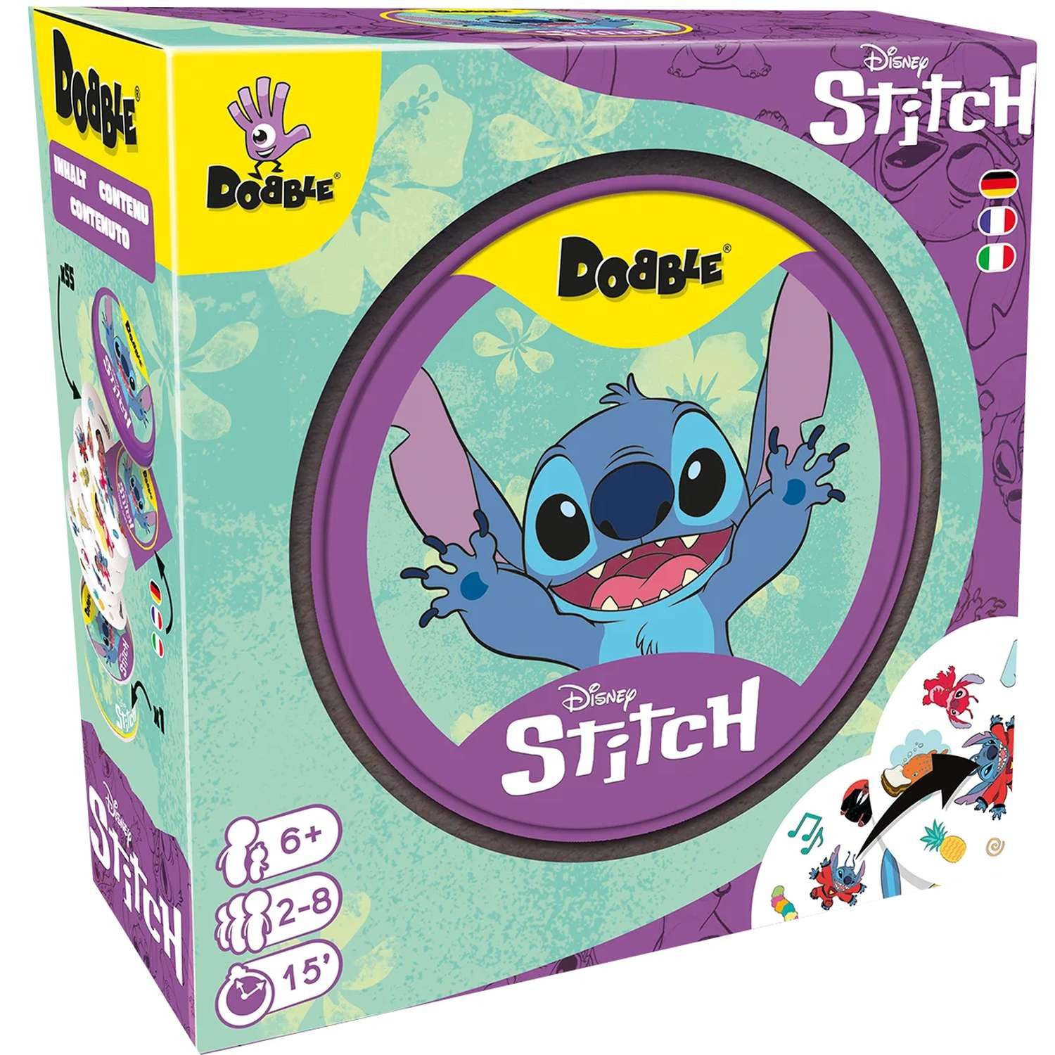 Asmodee Spiel Reaktionsspiel Dobble Disney Stitch für 2-8 Spieler ab 6 Jahren