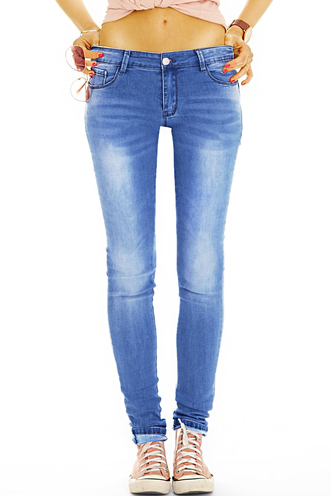 Low-rise-Jeans 5-Pocket-Style Hose - Hüftjeans Leibhöhe Low - niedrige mit Stretch-Anteil, Jeans dunkelblau Damen be j36p Rise styled