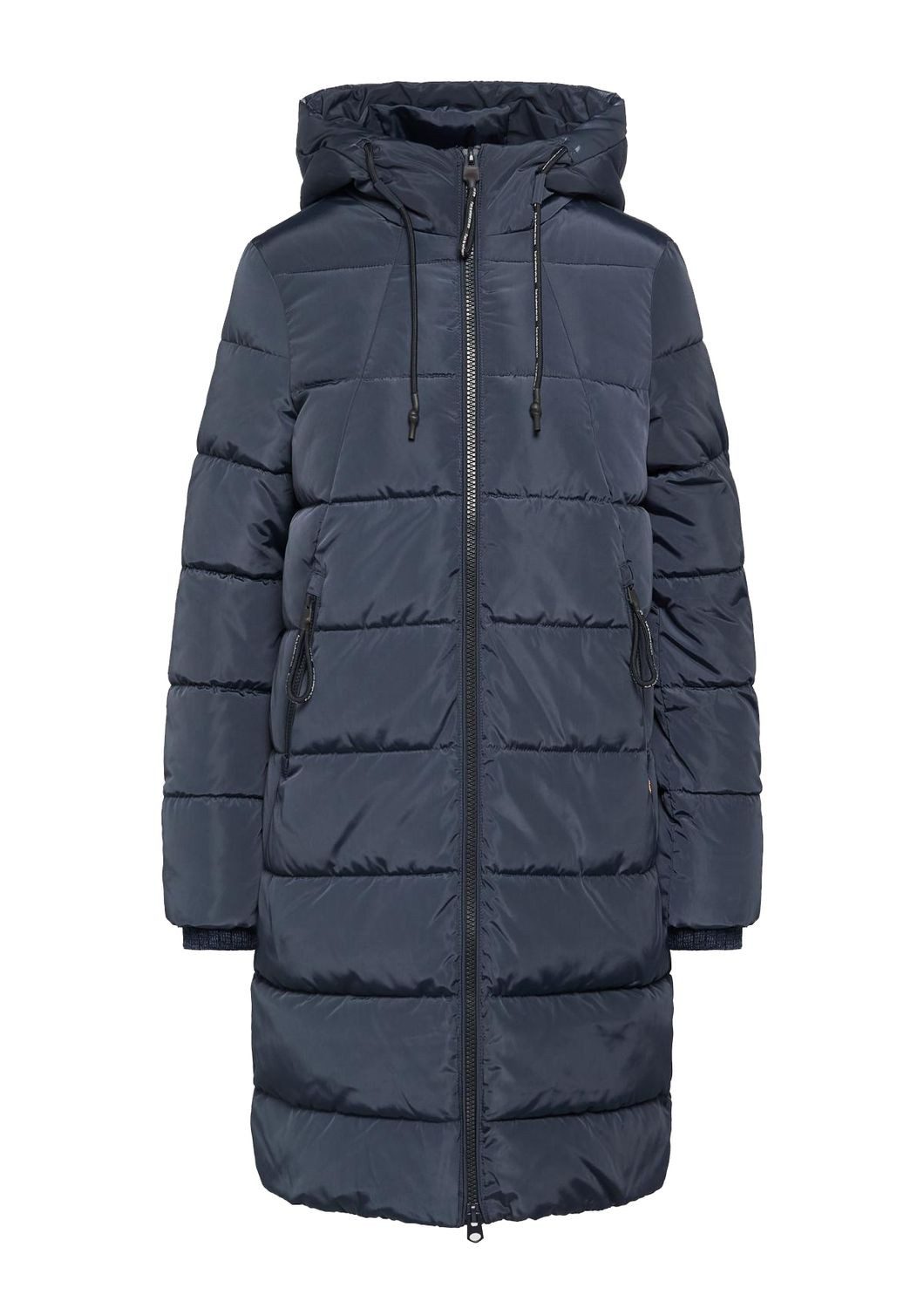 QS Steppjacke Mantel (1, 1-St) mit Kapuze