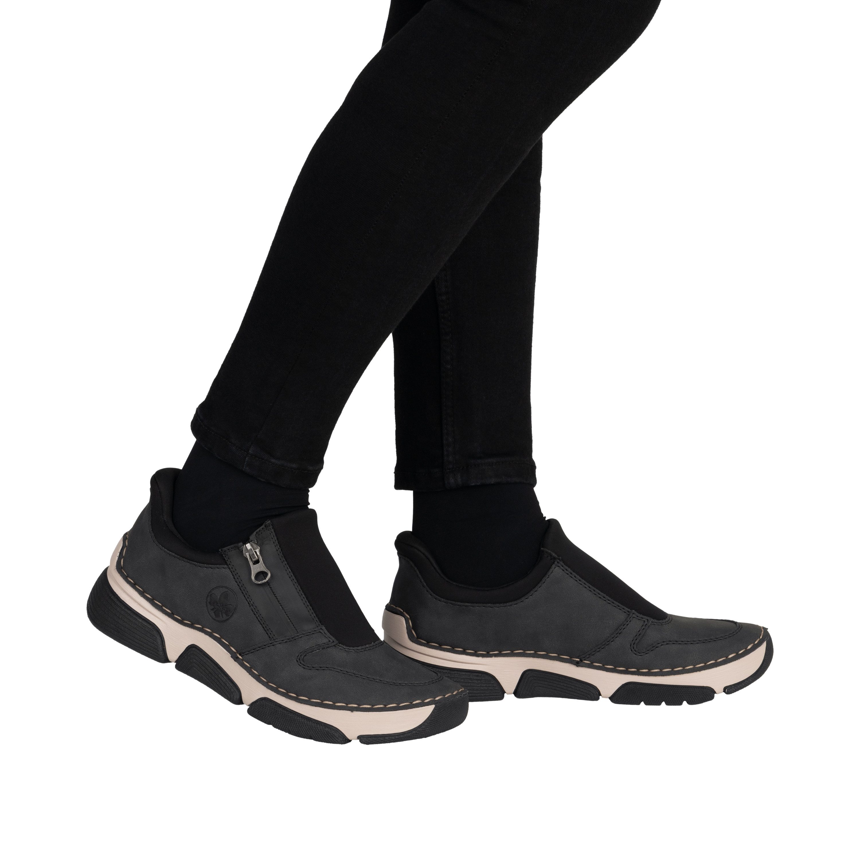 Rieker Ready2GO Slip-On Sneaker Halbschuh, Freizeitsneaker mit seitlichem R günstig online kaufen