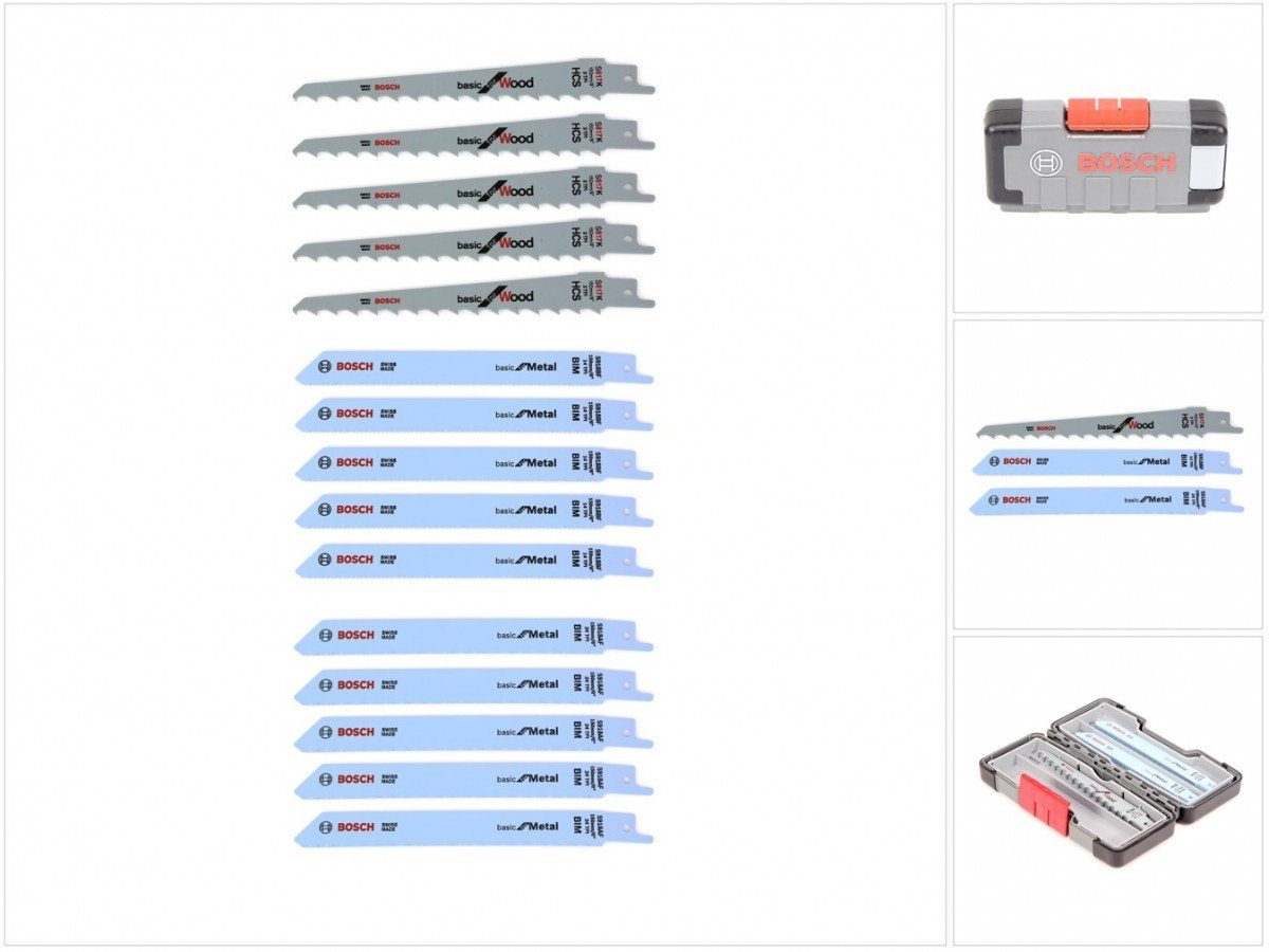 Bosch Professional Stichsägeblatt Säbelsägeblätter 150 mm Tough Box Wood / Metal 15 tlg (2607010901)