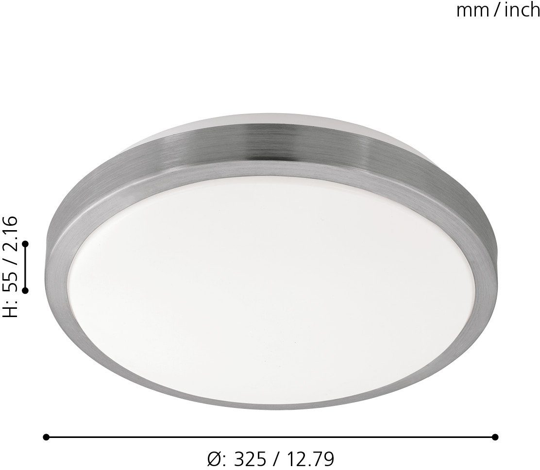 integriert, Stahl Deckenleuchte, und COMPETA cm LED EGLO weiß, 32,5 Kunststoff, Deckenleuchte Warmweiß, 1, matt, LED Nickel Ø: fest