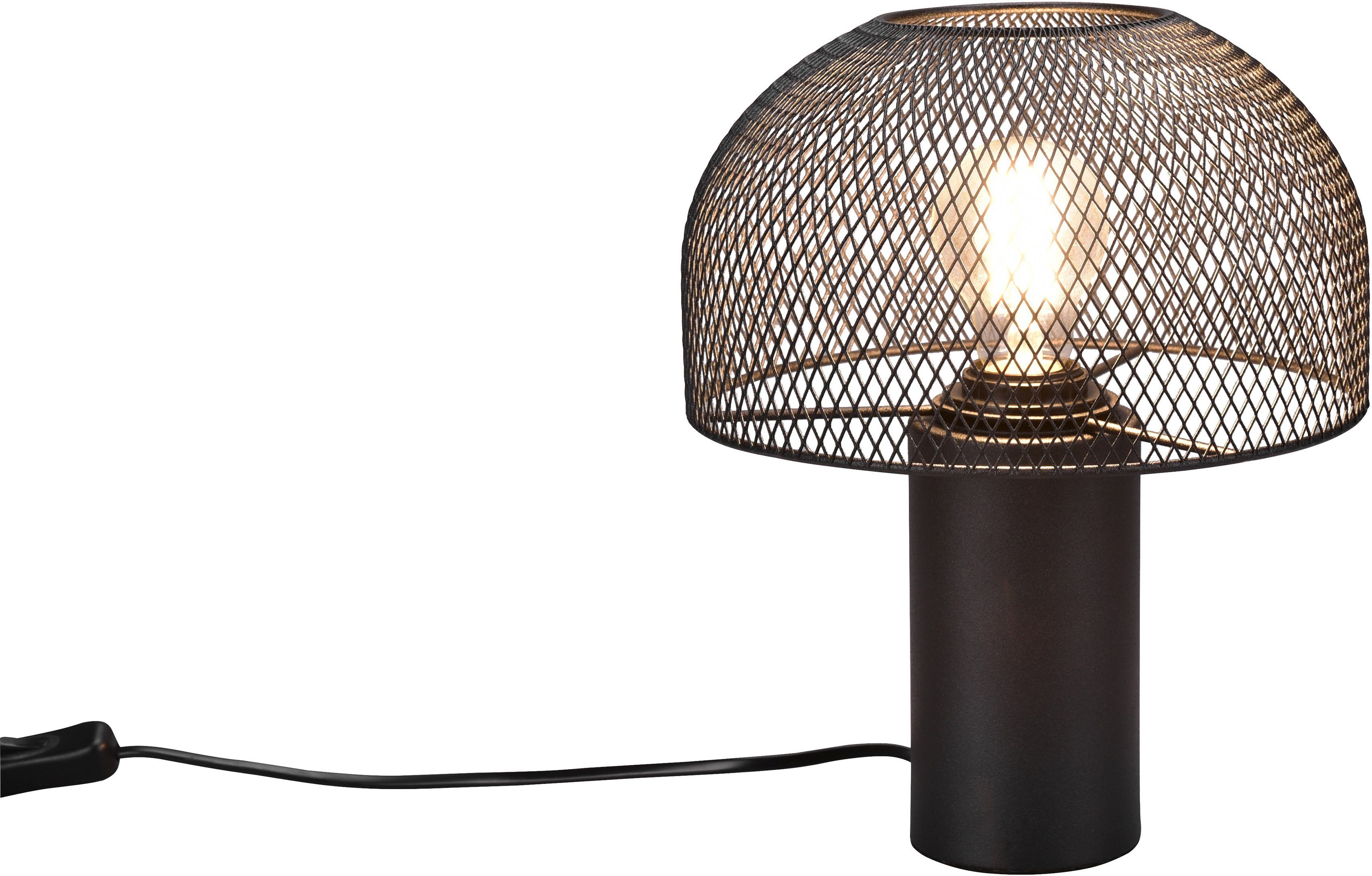 Leuchtmittel, Elenoire, Gitter Schirm schwarz Tischlampe ohne Tischleuchte Draht Pilzlampe Leonique Schreibtischlampe