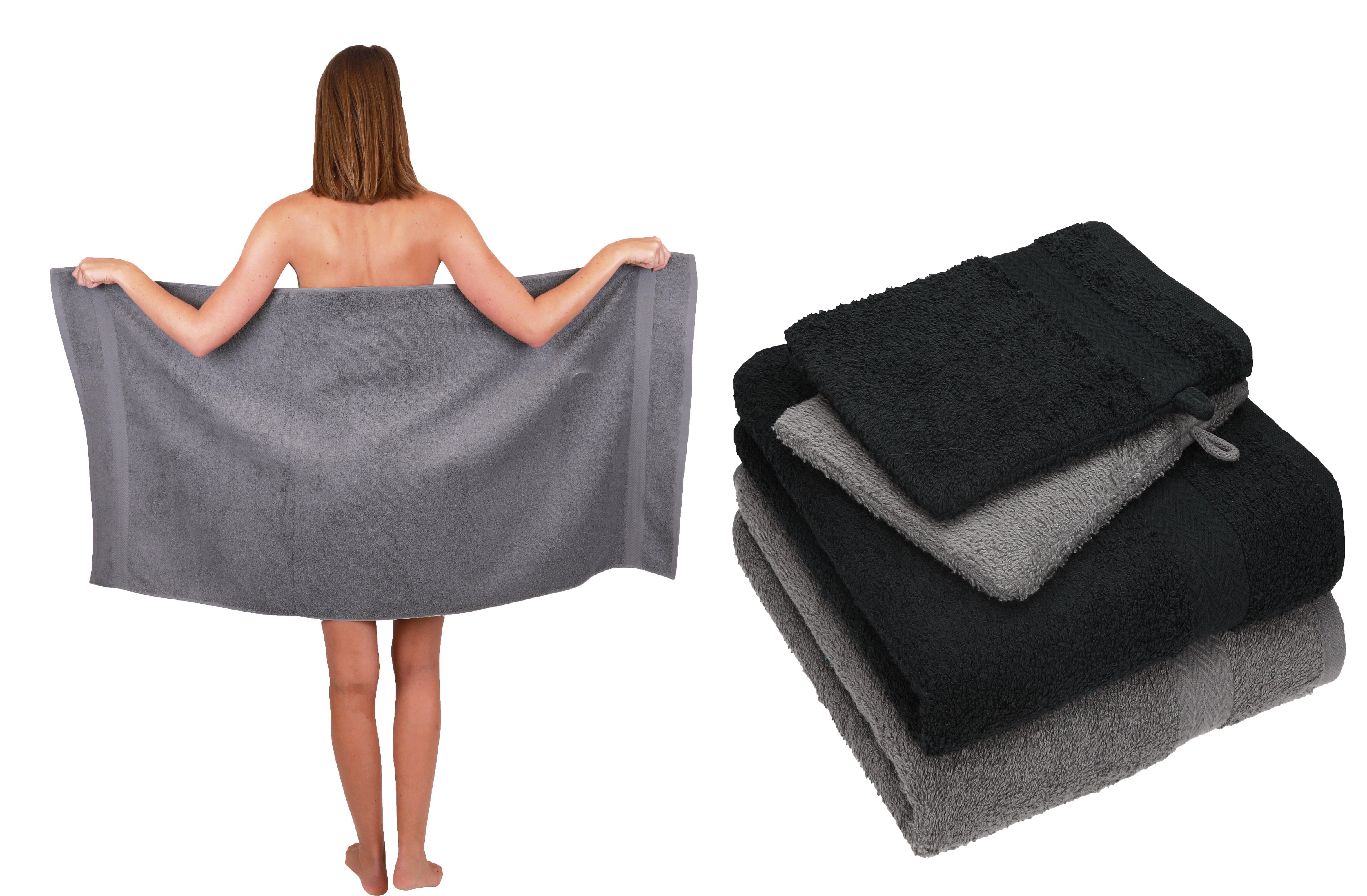 Betz Handtuch Set 5 TLG. (5-tlg) 1 Single Handtücher Baumwolle Pack Duschtuch 2 100% Handtuch schwarz 2 Waschhandschuhe, Set Baumwolle