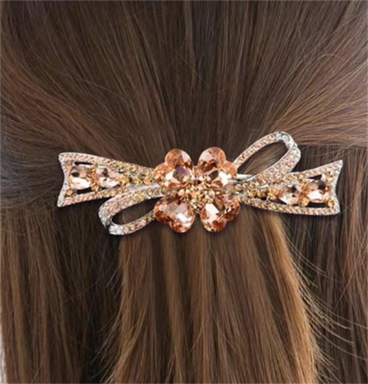 carefully selected Haarspange Haarnadel mit vierblättrigem Kleeblatt für Damen eleganter Haarschmuck Sekt
