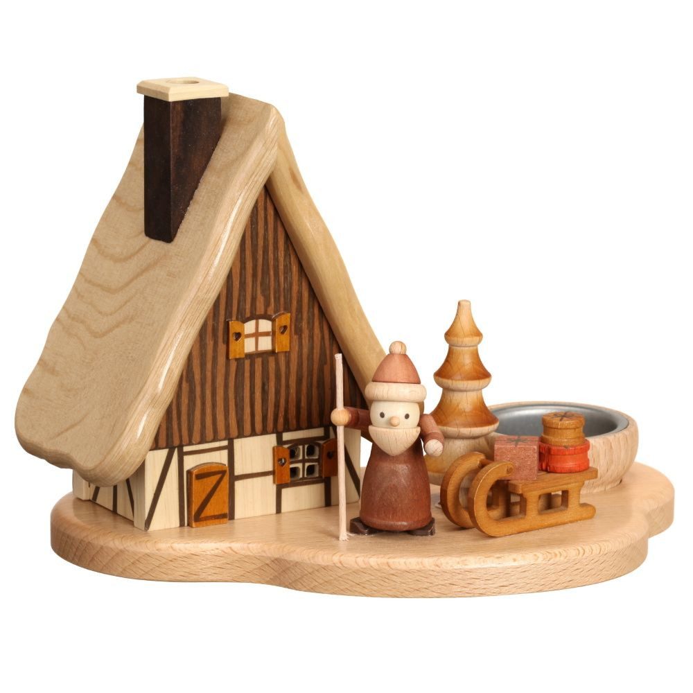 Zeidler Holzkunst Räucherhaus Sockel mit Räucherhaus natur Weihnachtsmann, Erzgebirge, Weihnachten, (1 St)