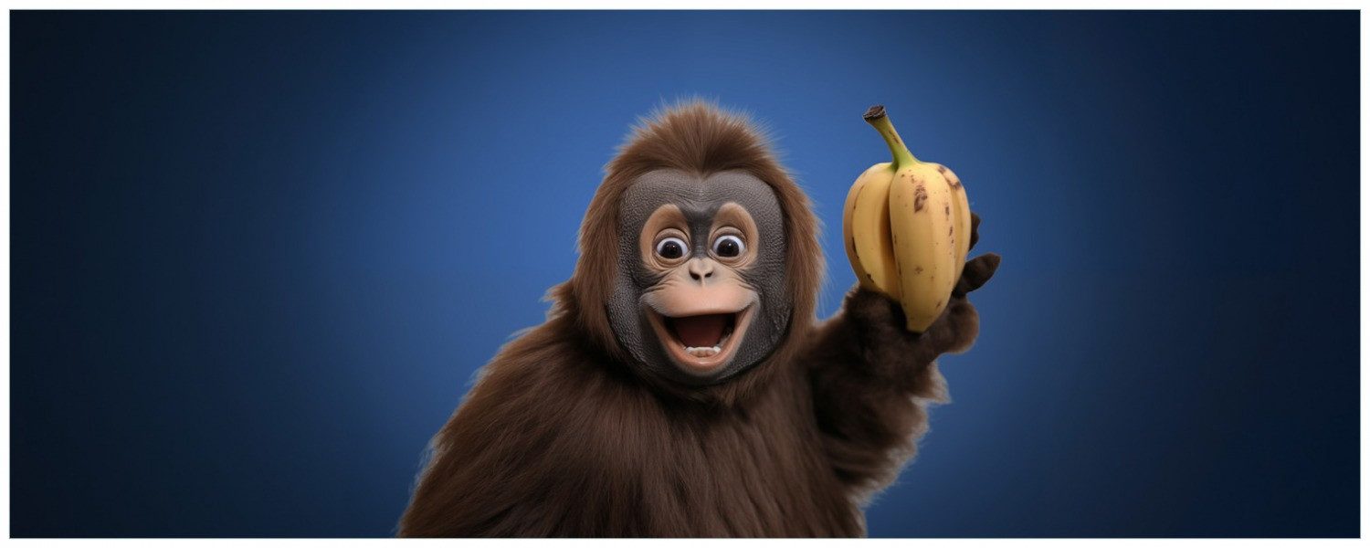 Wallario Glasbild, Lustiger Affe mit Bananen, in verschiedenen Ausführungen