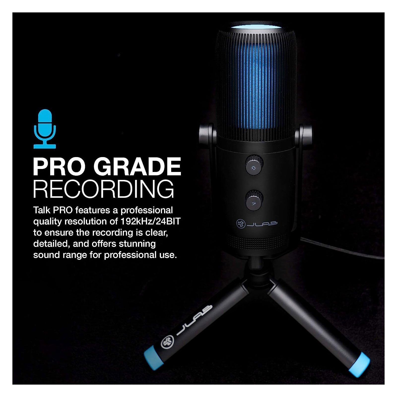 Jlab Mikrofon Talk Pro, Plug and Play, USB/USB-C, Stummschaltung, 96 kHz Abtastrate, 24BIT