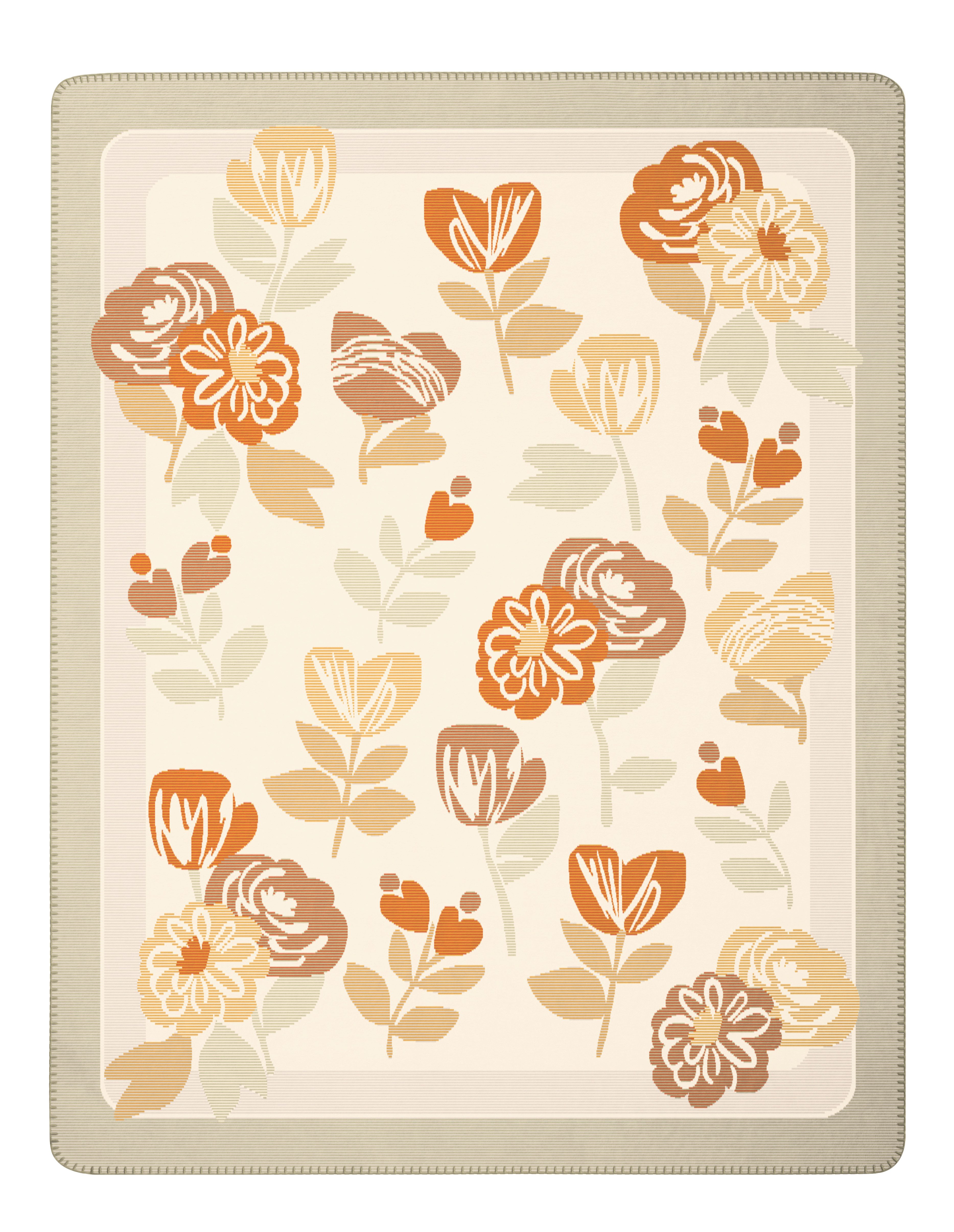 Wohndecke Wohndecke Bloom Frame, Biederlack, florales Design mit Zierstich