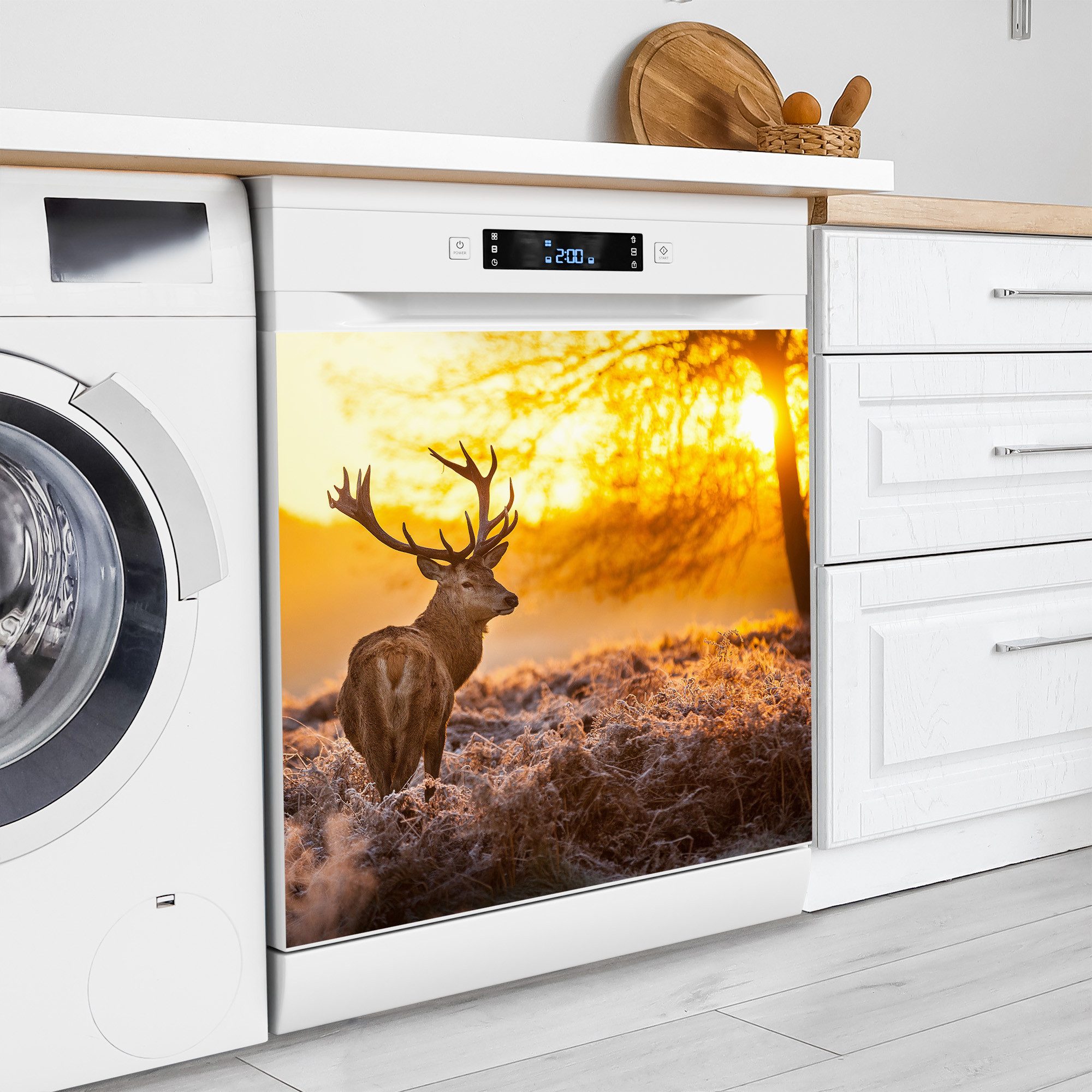 DEQORI Magnetfolie 'Hirsch am Wintermorgen', Spülmaschine Magnetmatte magnetisch Magnetfolie Folie Schutz