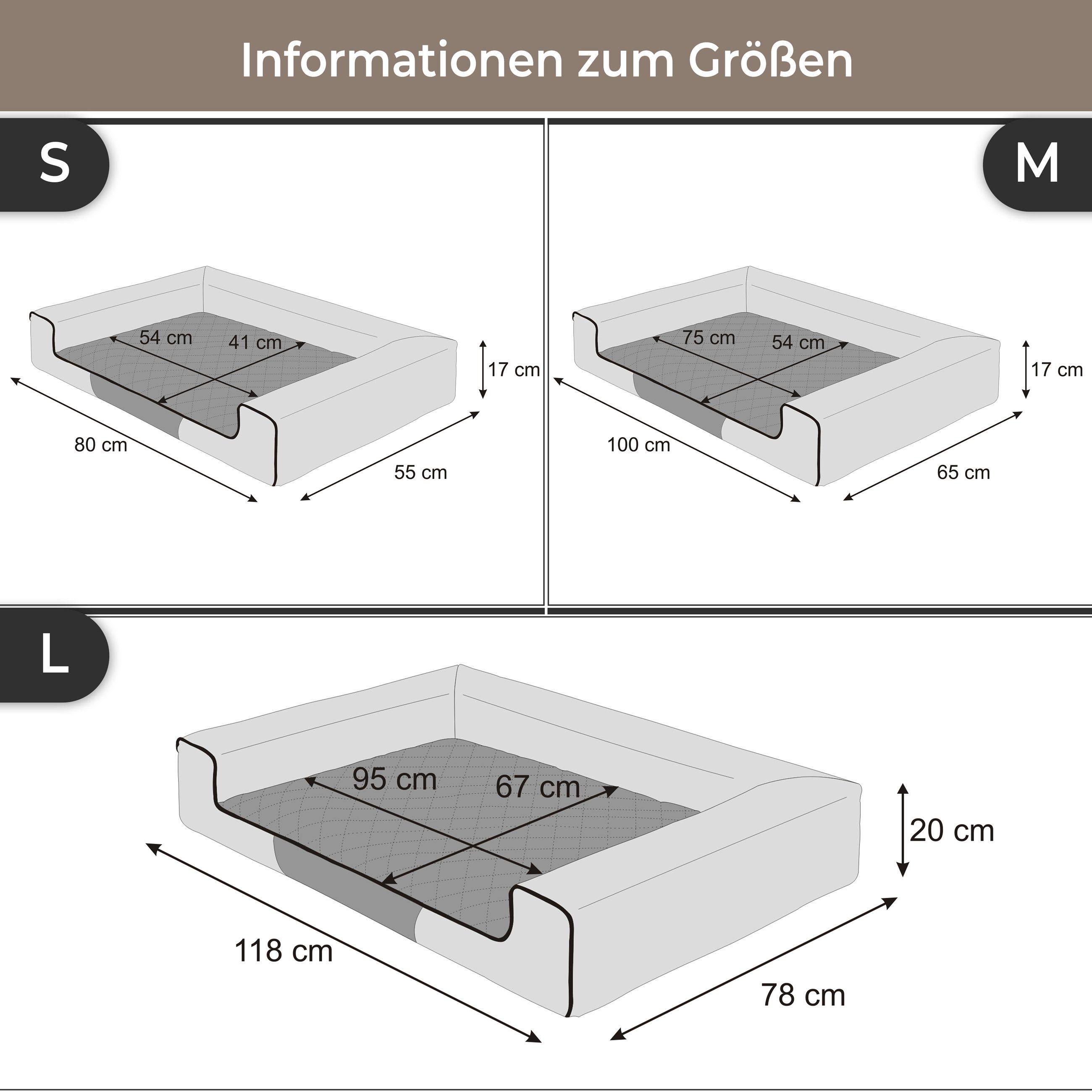 Bjird Tierbett Hundebett Emma für kleine und grosse Hunde, aus wasserfestes 600D Oxford-Gewebe, krazfest, schmutzabweisen - Bezug abnehbar und waschbar