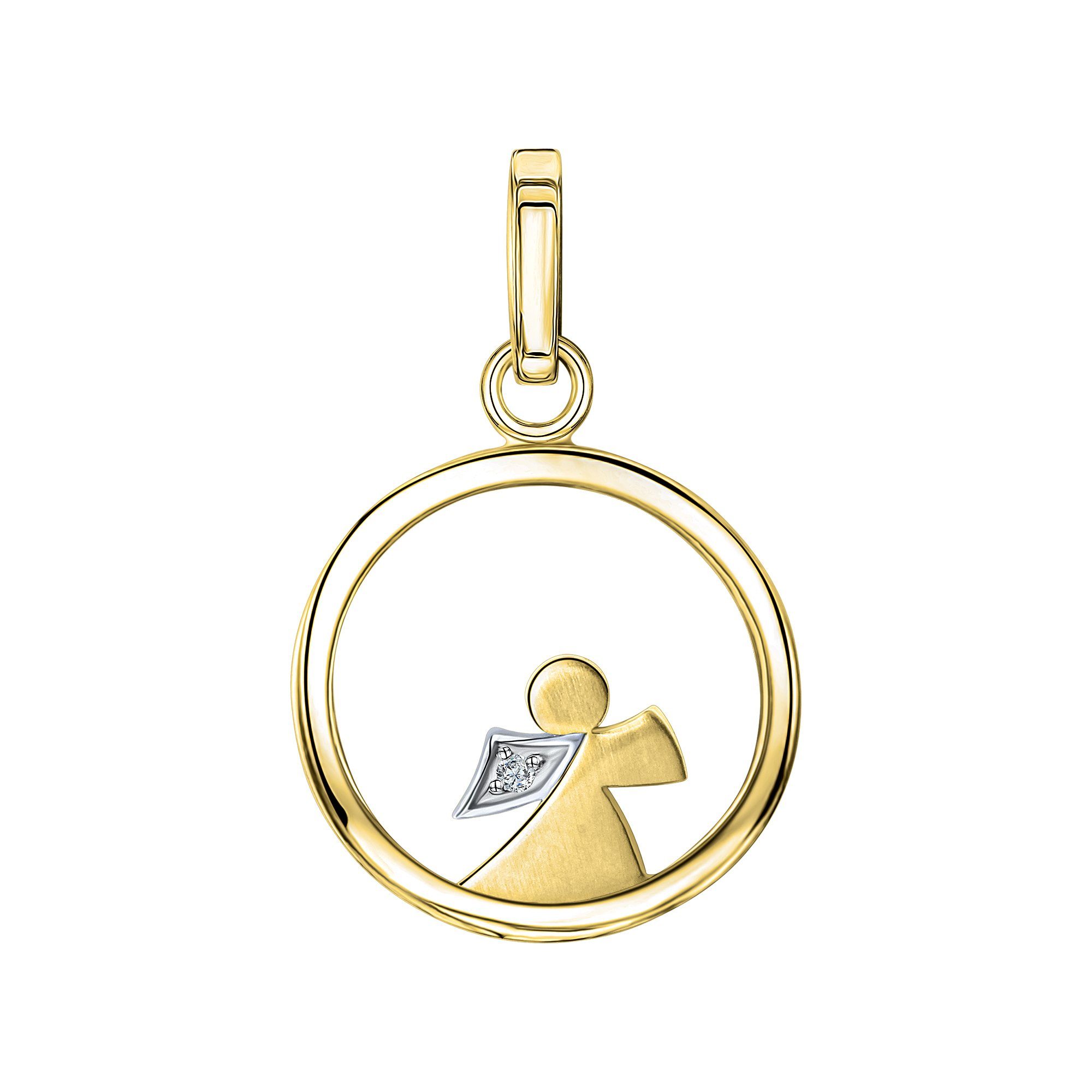 Kettenanhänger 375/- Gelbgold zweifarbig Zirkonia