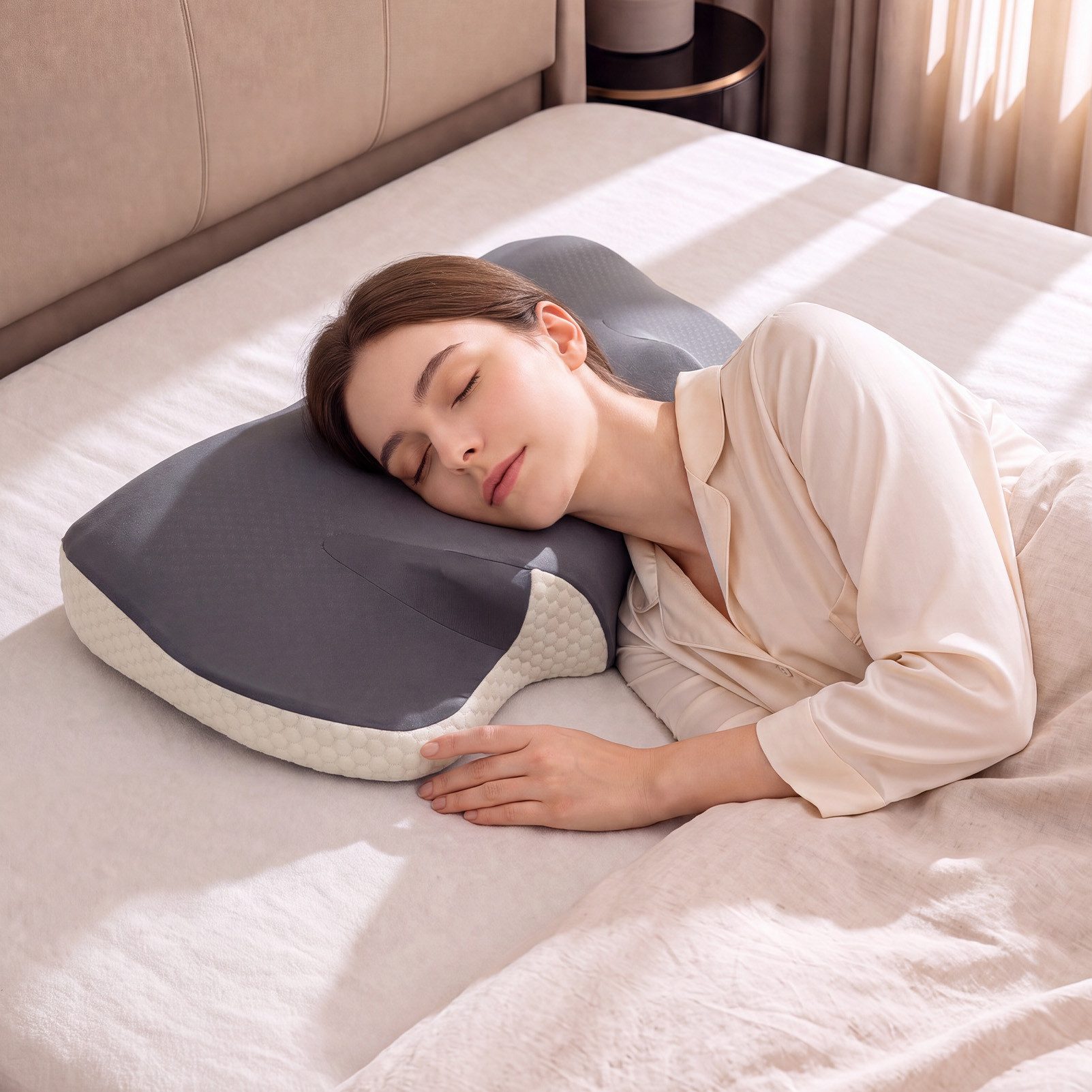Esun Nackenstützkissen Nackenkissen, Orthopädisches Memory Foam Nackenstützkissen, 2 Höhen, Füllung: 100% Memory Foam, Rückenschlafer, Bauchschlafer, Seitenschlafer, Set, nackenkissen orthopädisch, schlafkissen, Kissen, Seitenschläferkissen, Schlafkissen Pillow