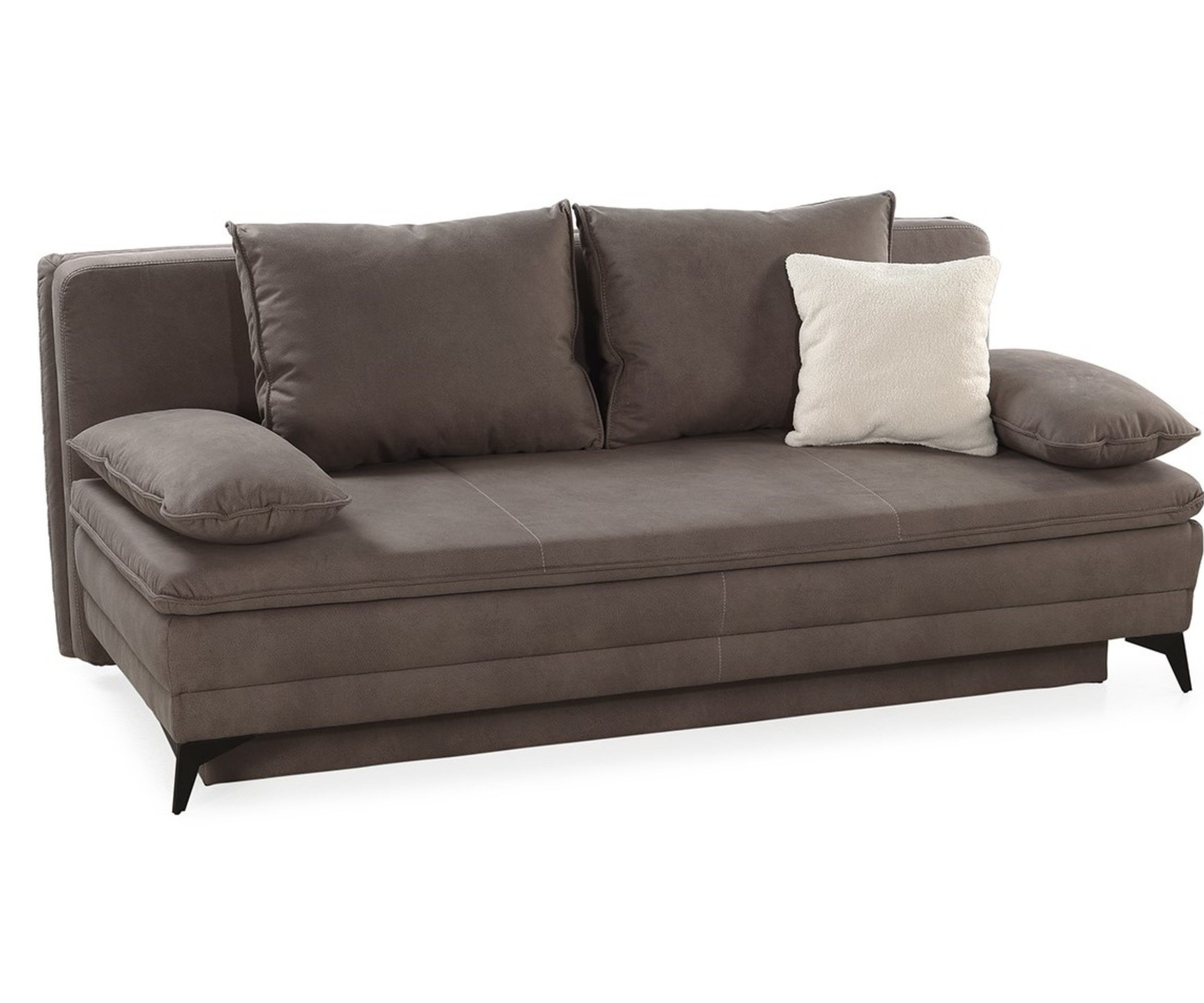 luma-home Schlafsofa 15158, Dauerschläfer mit Bettkasten B202/T105/H90 cm, Liegefläche 158x199 cm, Wellenunterfederung, integrierter Topper, Mikrofaser Braun