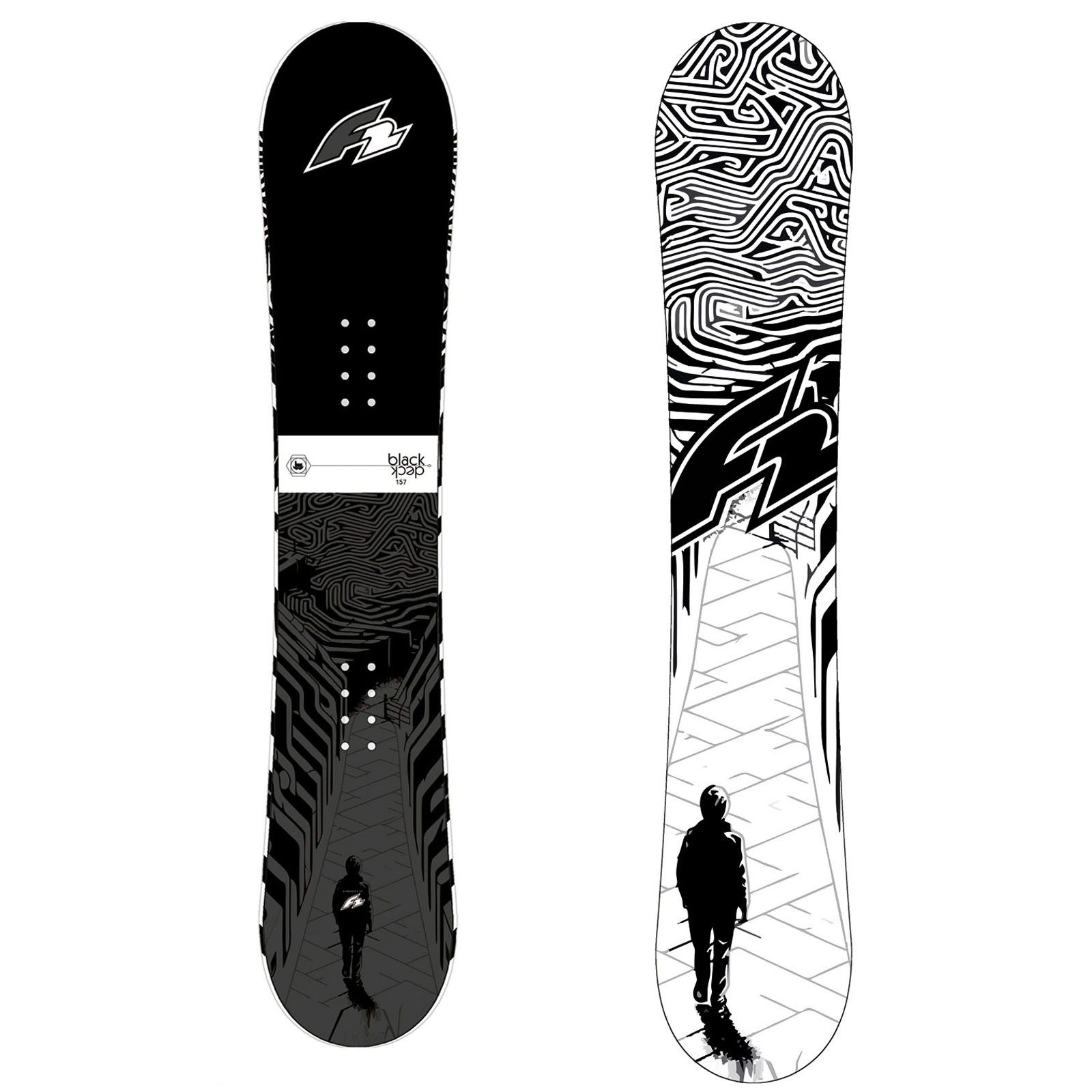 Snowboard F2 Snowboard Black Deck Freeride/Freestyle 157 cm Schwarz/Weiss 2025