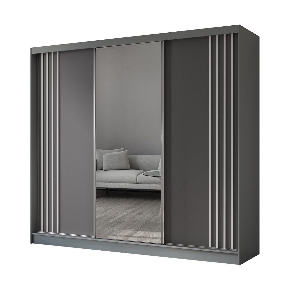 Compleo Kleiderschrank mit Spiegel MALTA Schwebetürenschrank günstig online kaufen