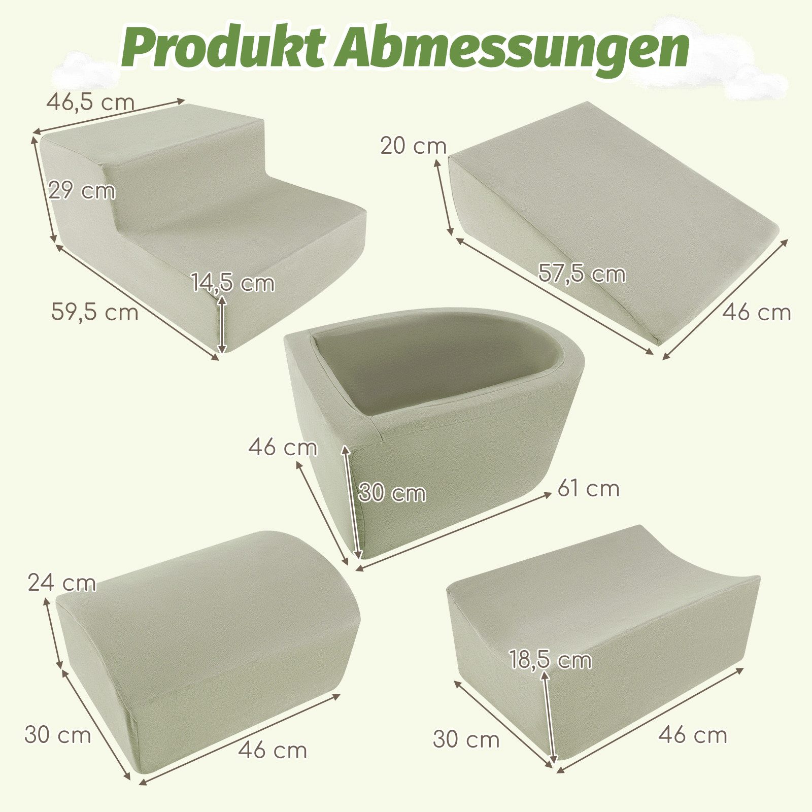 COSTWAY Spielbausteine, 5 TLG. Schaumstoffbausteine für Kinder, Baby