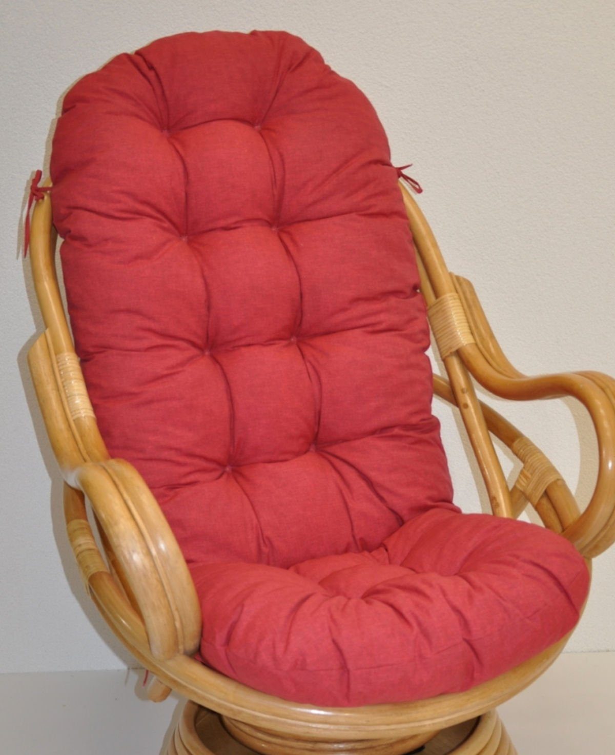 Rattani Sesselauflage Polster für Rattan Schaukelstuhl, Drehsessel L 135 cm, Color rot