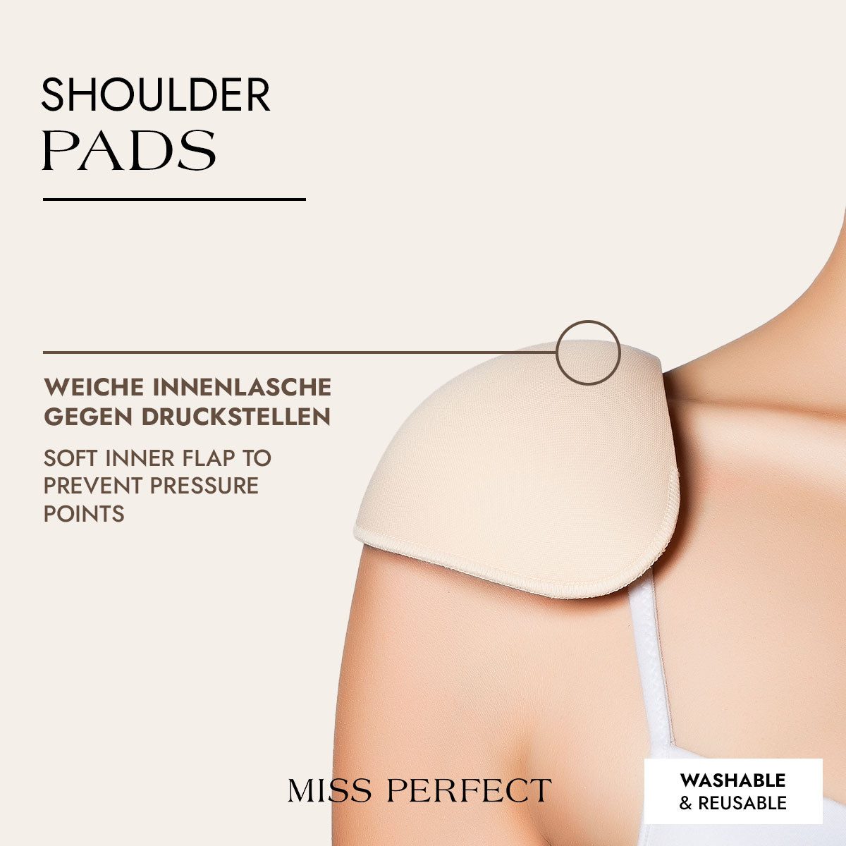 Miss Perfect BH-Träger 20161-162, Foam Shoulder Pads – Schulterpolster mit Trägerkissen