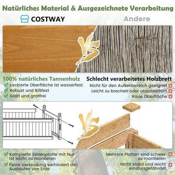 COSTWAY Blumenkasten, mit Drainagesystem aus Tannenholz, bis 30kg 110x40x35cm