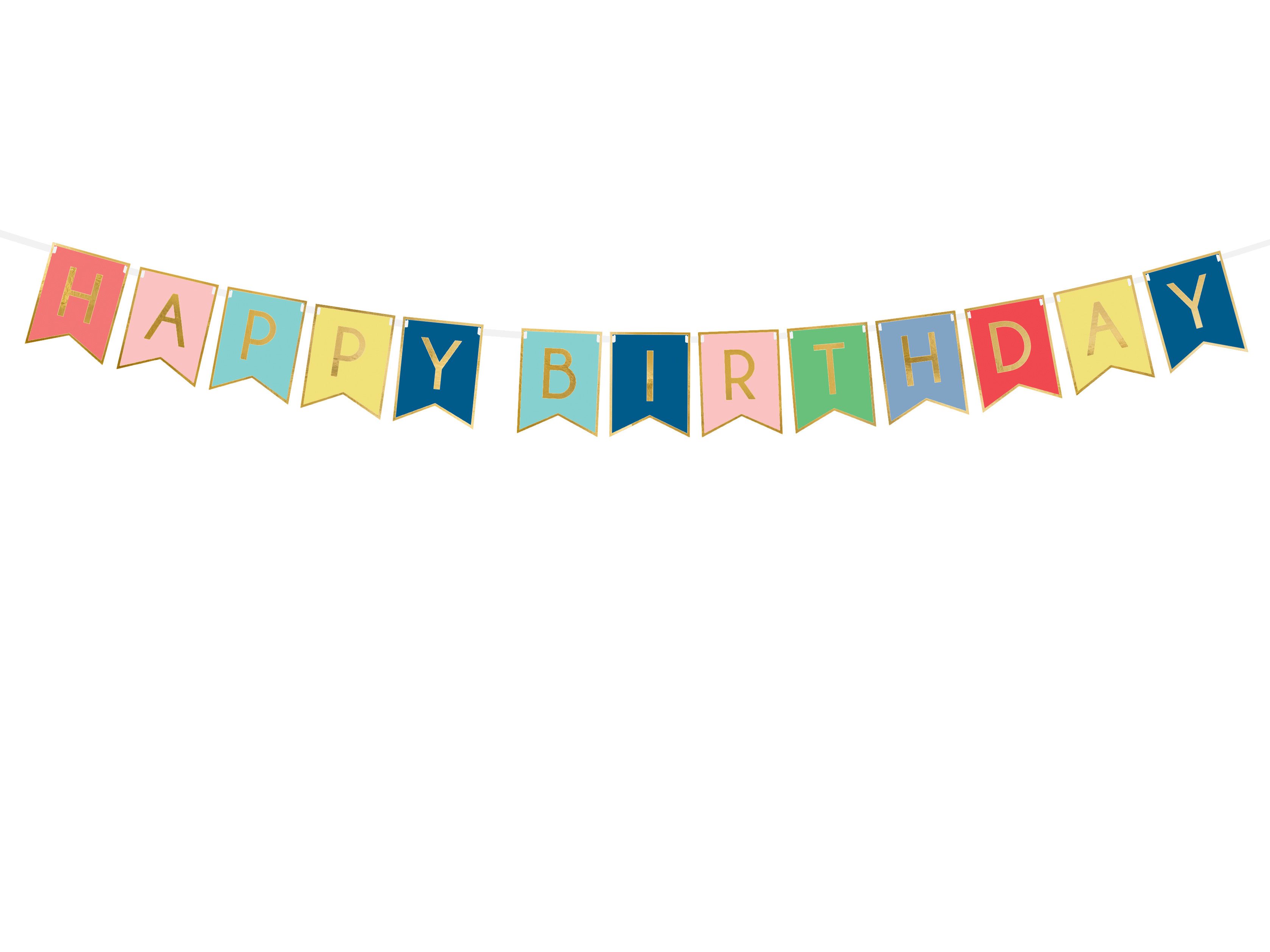 partydeco Hängedekoration Banner 'Happy Birthday' bunt, 15x175cm