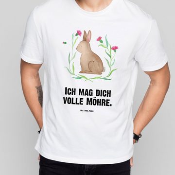 Mr. & Mrs. Panda T-Shirt Hase sitzend - Weiß - Geschenk, Osterblume, Party, Ostern, Osternest, (1-tlg)