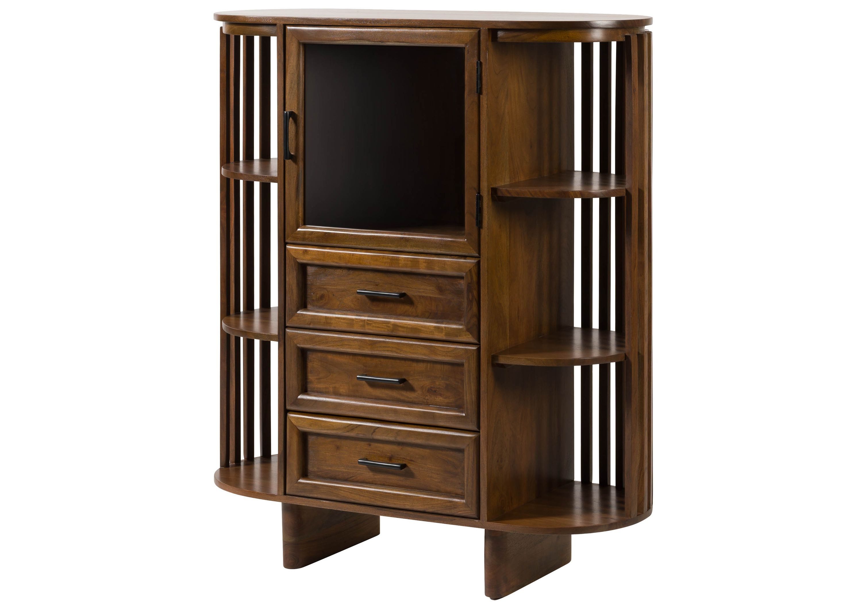 Massivmoebel24 Highboard (Massivholz), Akazie 100x40x118 natur lackiert MADRID #60