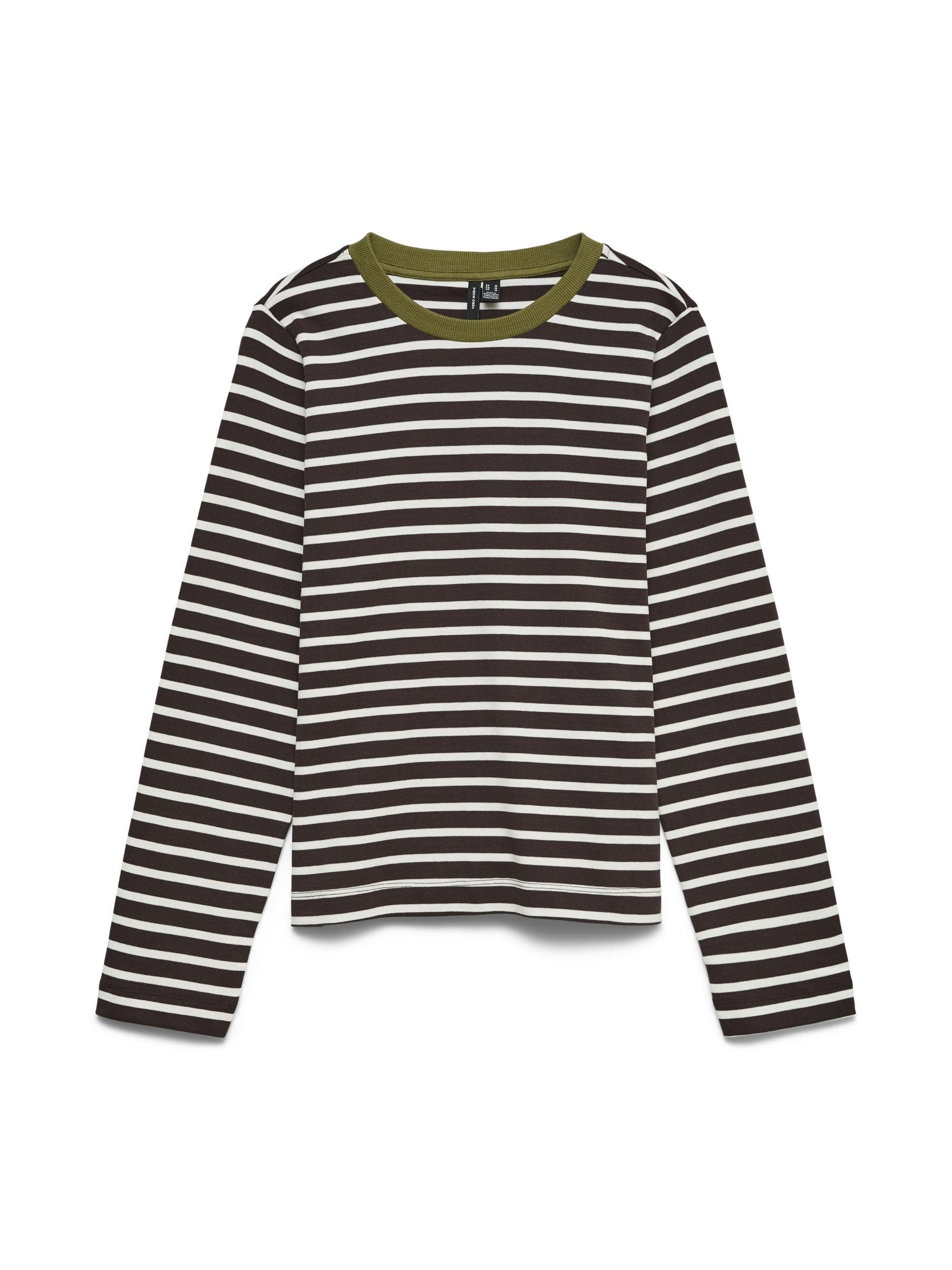 Vero Moda Blusenshirt VMBOPHA LS O-NECK CONTRAST TOP JRS 297957001 Chocolate