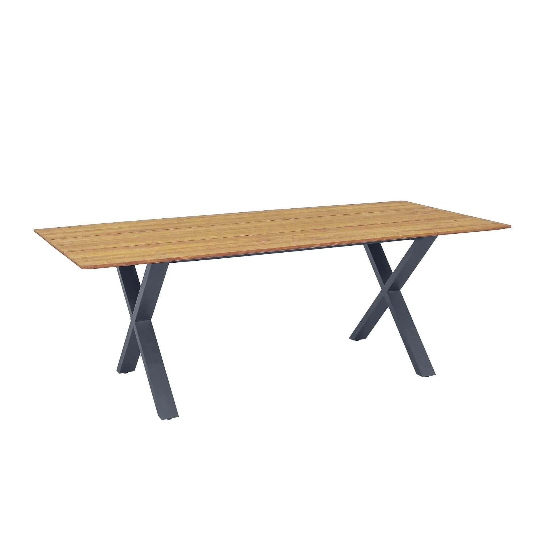 CASA DOMA Gartentisch Falerna, Edelstahl anthrazit/Teak, rechteckig, 210x100 cm