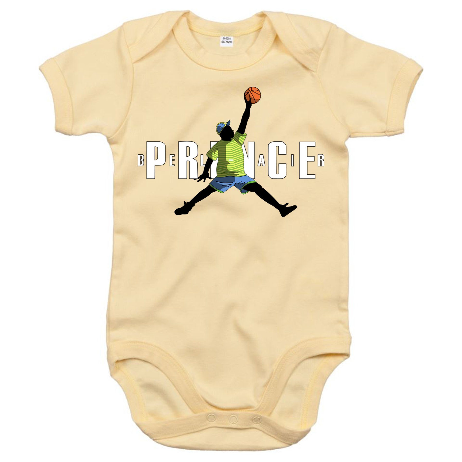 Brownie mit Air Druckknopf Bel Kinder Blondie Baby Strampler Beige Prince Basketball & Fresh