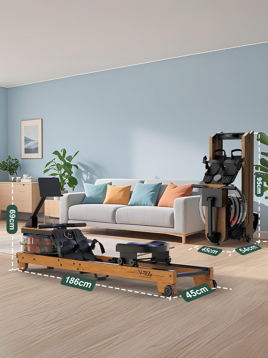 VOWVIT Rudergerät Holz-Rudergerät aus Eiche, Klappbar & Wasserruder-System (1-tlg), mit Tablet-Halterung, App-Steuerung & bis 180 kg belastbar