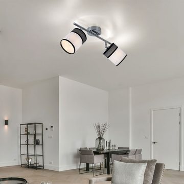 WOFI LED Deckenspot, Leuchtmittel nicht inklusive, Deckenleuchte 2 Flammig grau Deckenlampe Wohnzimmer grau-weiß, Spots
