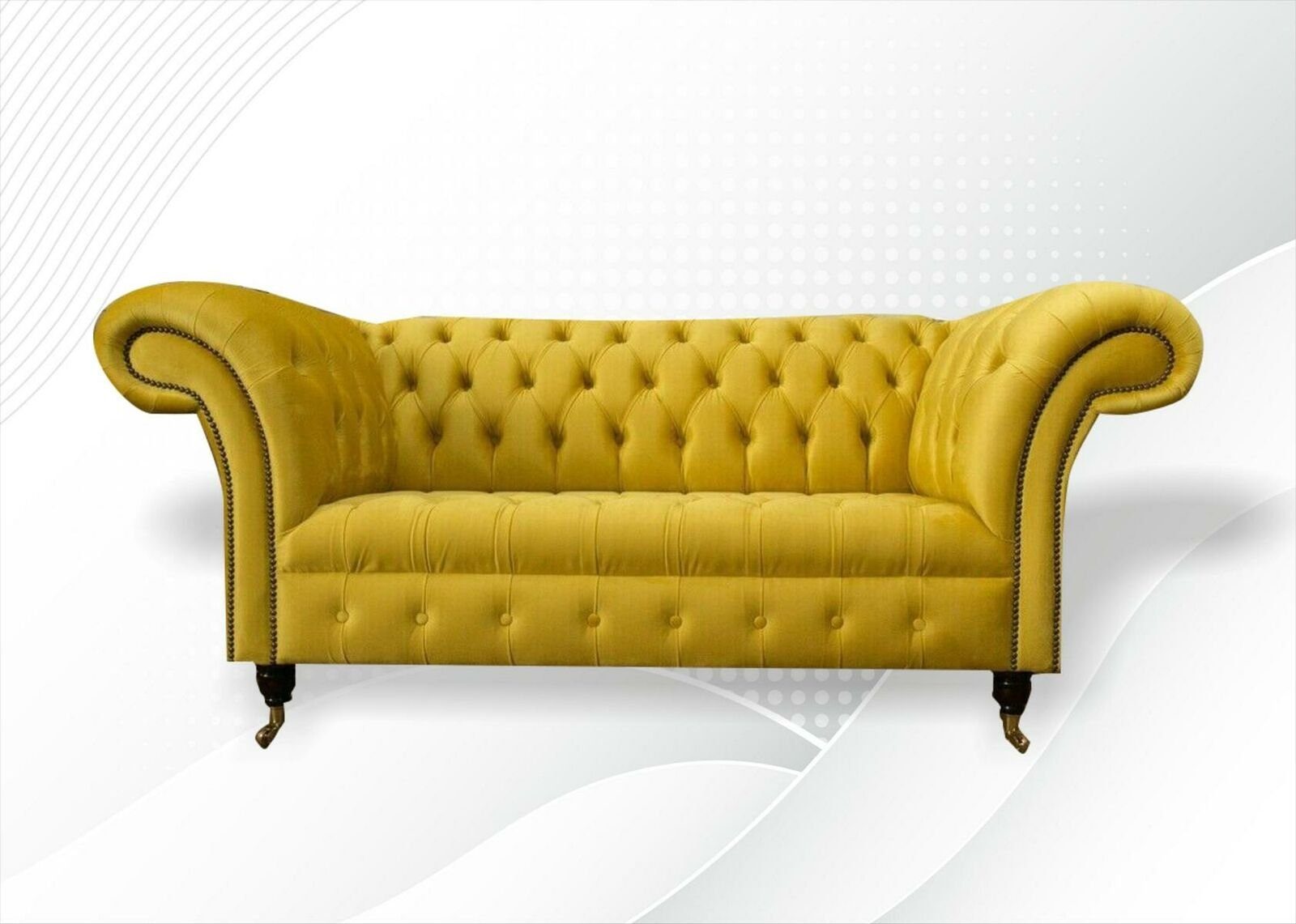 JVmoebel Chesterfield-Sofa, Chesterfield 2 Sitzer Möbel Modern Design Textil Wohnzimmer Couchen Gelbe Sofas