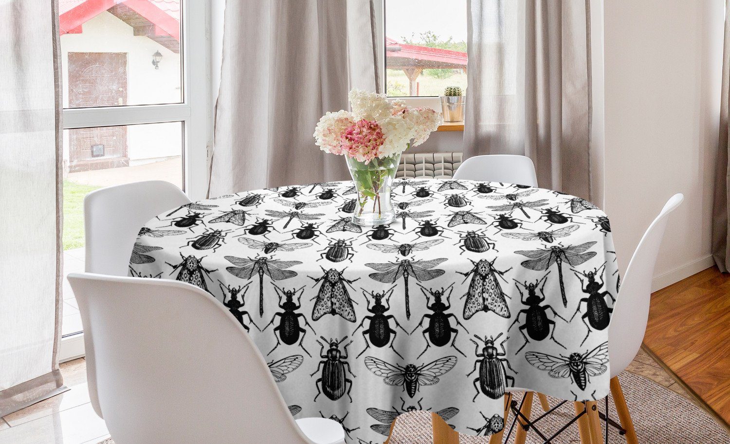Tischdecke Dekoration, Libelle Tischdecke Fliegende Sketch Abdeckung Esszimmer Küche Abakuhaus Insekten für Kreis
