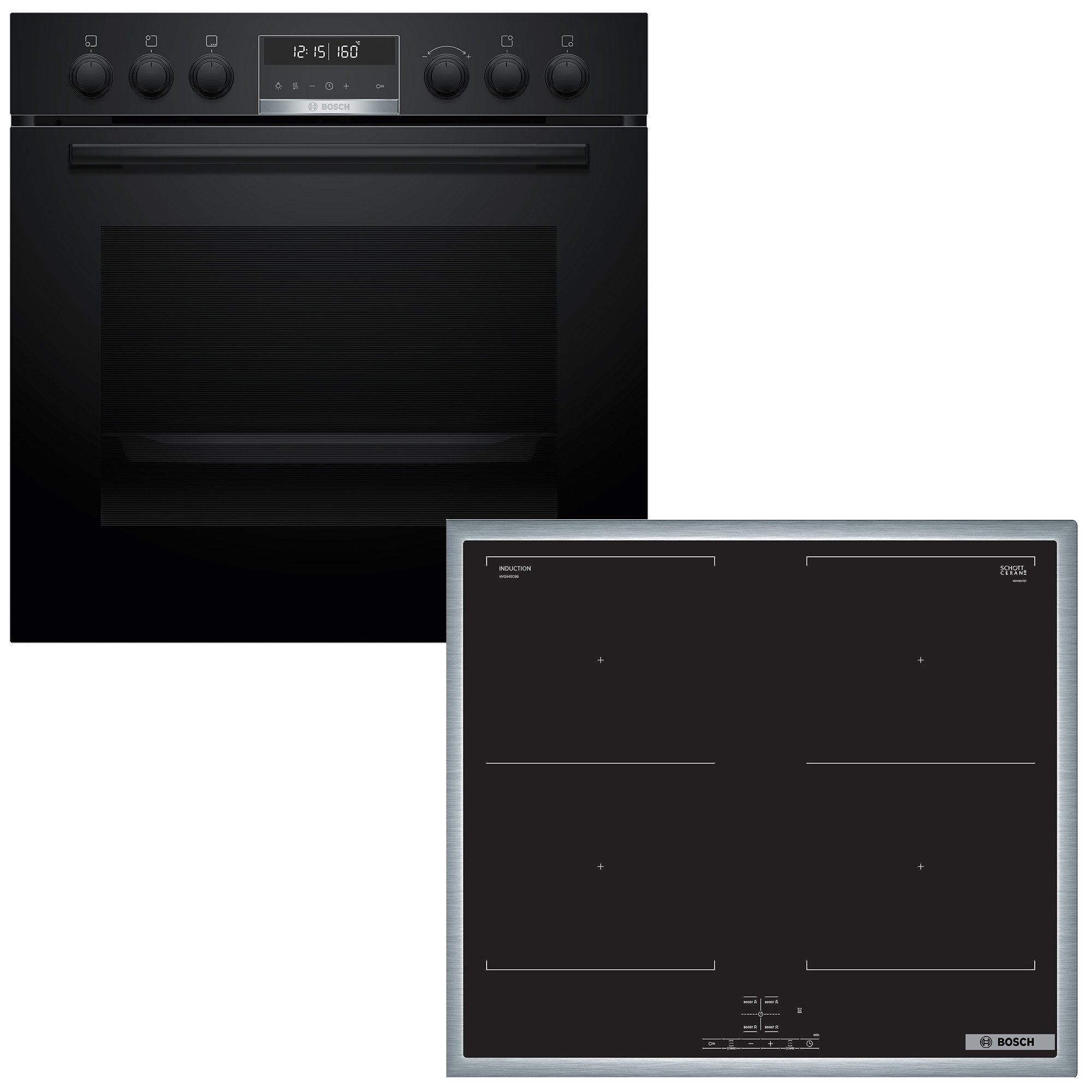 BOSCH Induktions Herd-Set HND677LS62, Gesund frittieren mit AirFry & CombiZone für großes Kochgeschirr