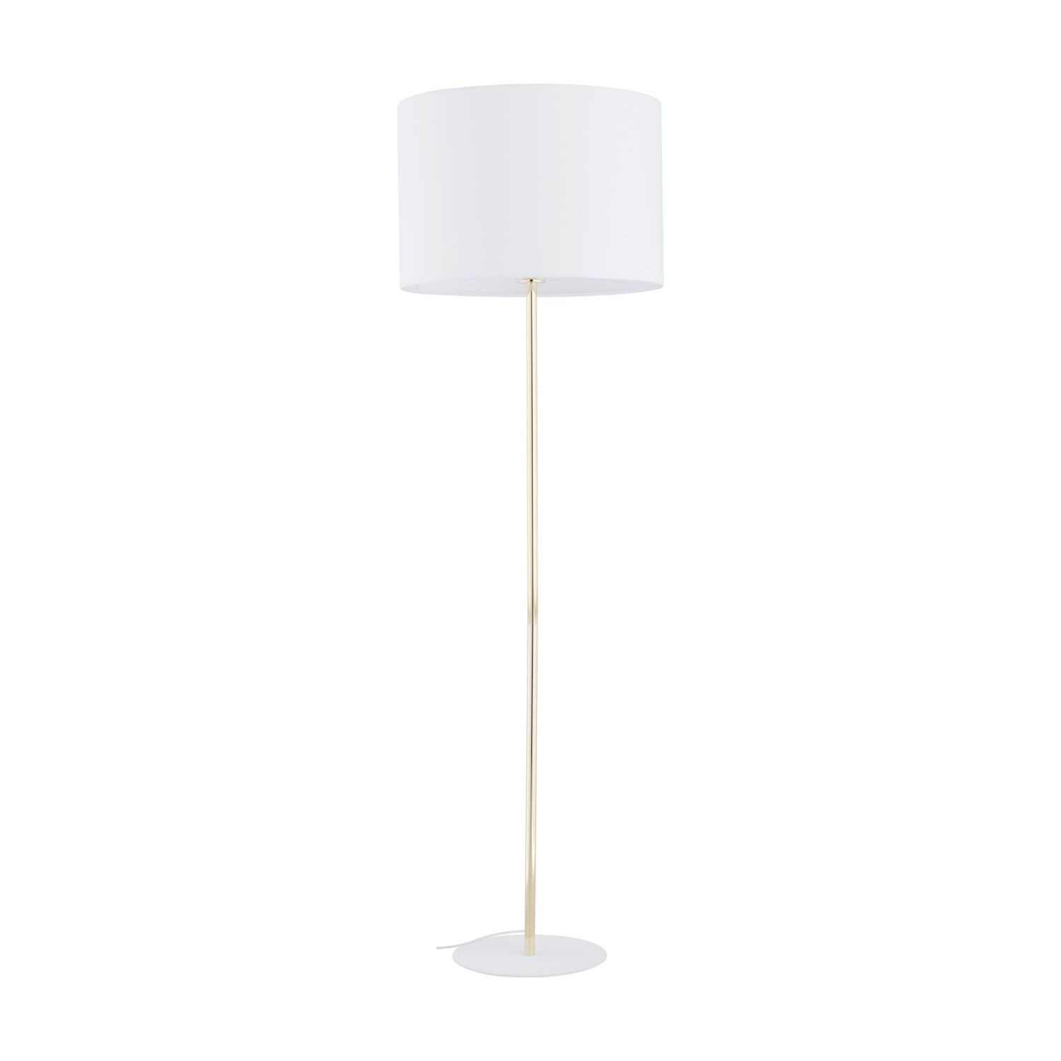Licht-Erlebnisse Stehlampe JULIAN, ohne Leuchtmittel, klein 160 cm aus Metall Stoff E27 in Gold Weiß Wohnzimmer