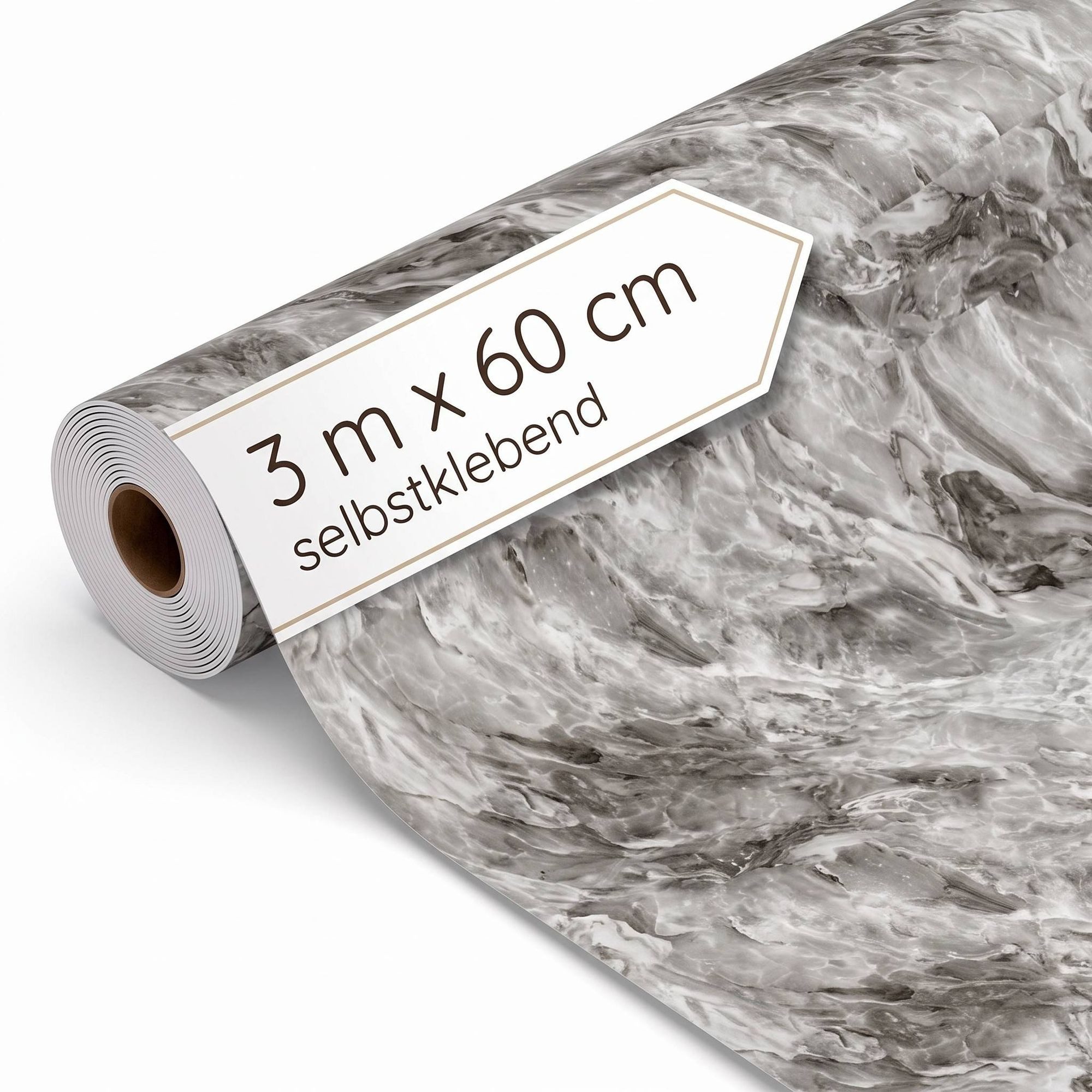 Dalsys Wandpaneel Wandverkleidung selbstklebend aus PVC auf Rolle, BxL: 60x300 cm, (60x300cm Marmoroptik Grau, 1-tlg., flexible Wandverkleidung Badezimmer wasserfest) 2,3mm Materialstärke, Spritzschutz Küchenrückwand