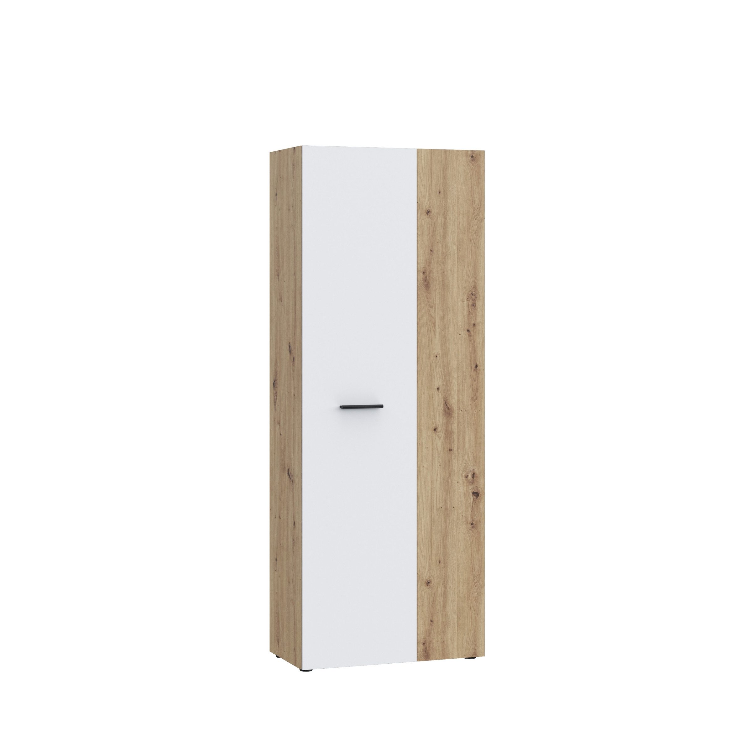 PREISBRECHER Schuhschrank NET306 5 Böden, Weiss / Artisan Eiche - 68,7x181,1x36,5cm (BxHxT)