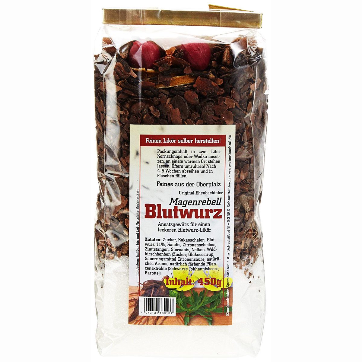 Biller Gewürz, Magenrebell Blutwurz Likör Ansatzmischung für Kräuterlikör 450g