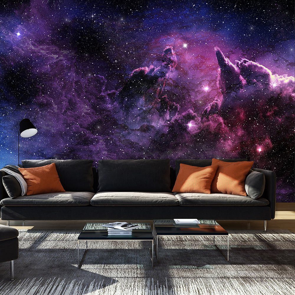 KUNSTLOFT Vliestapete Purple Nebula 3x2.1 m, halb-matt, lichtbeständige Design Tapete