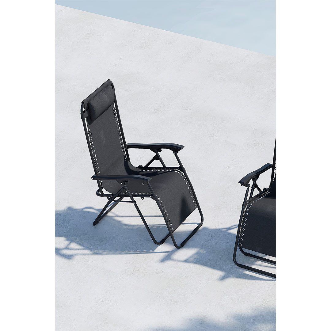 ebuy24 Gartenlounge-Set 2er Set Vulcano Liegestuhl schwarz.