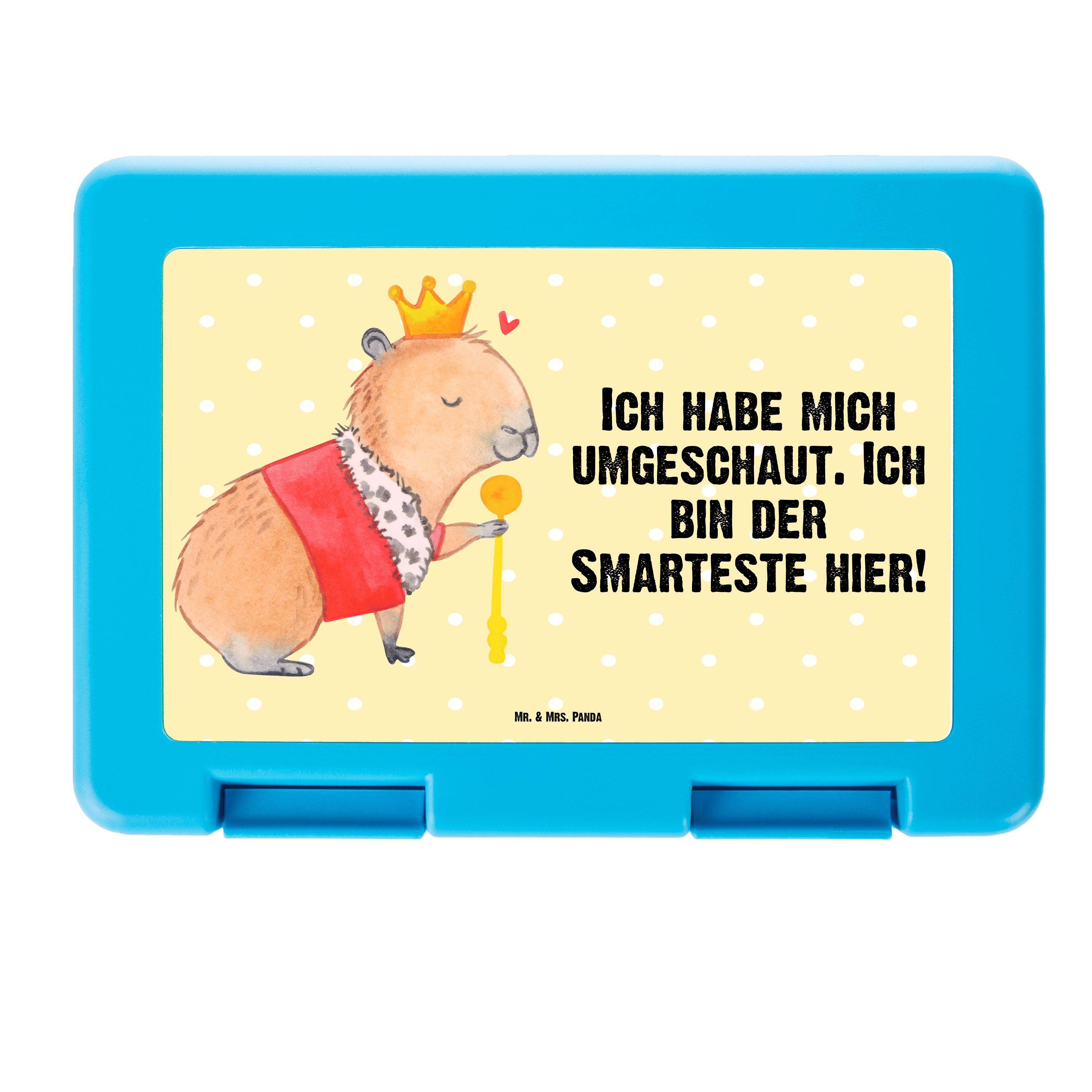 Mr. & Mrs. Panda Butterdose Capybara König - Gelb Pastell - Geschenk, Lunch box, Snackbox, Butter, Premium Kunststoff, (1-tlg)