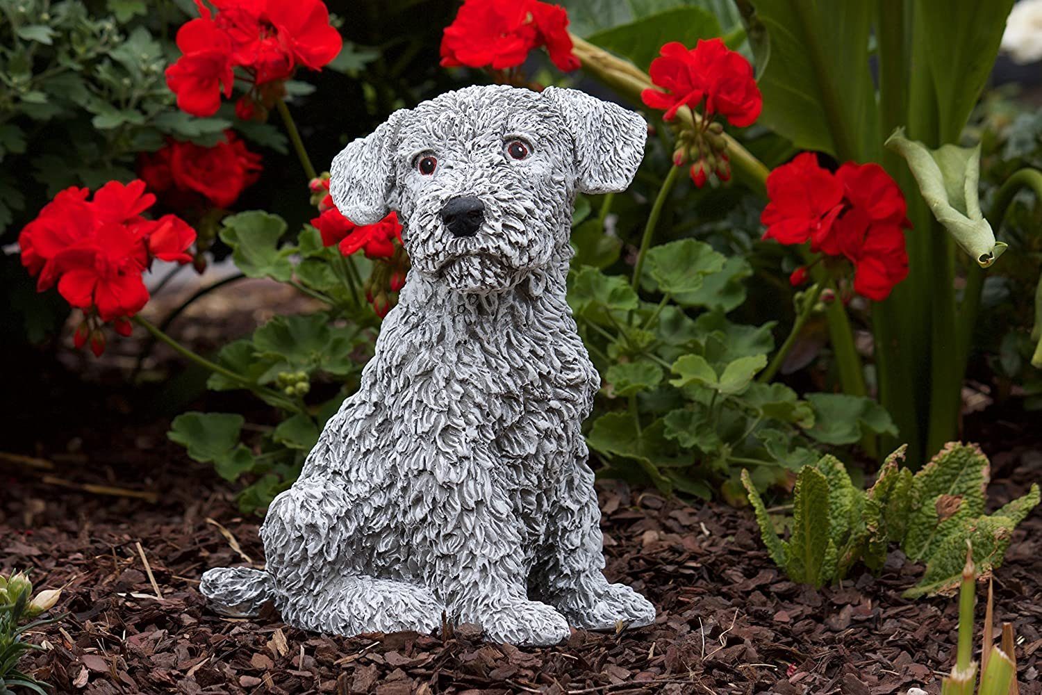 Stone and Hund Style Terrier Gartenfigur Steinfigur