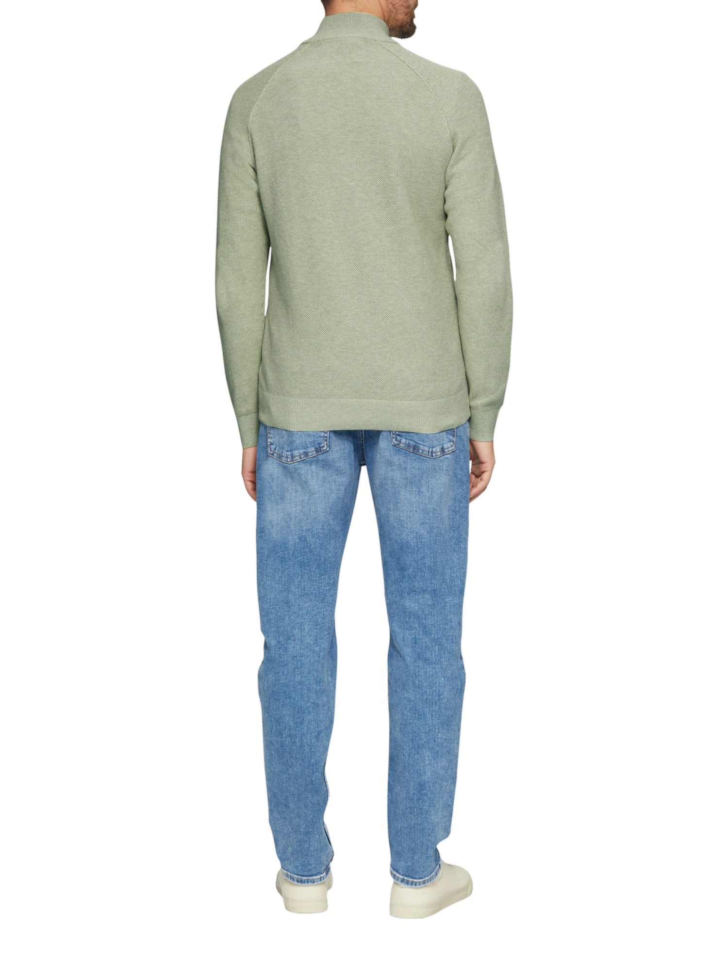s.Oliver Strickpullover grün,Casual,Baumwolle,Unifarben,Stehkragen,Lang,Regular Fit