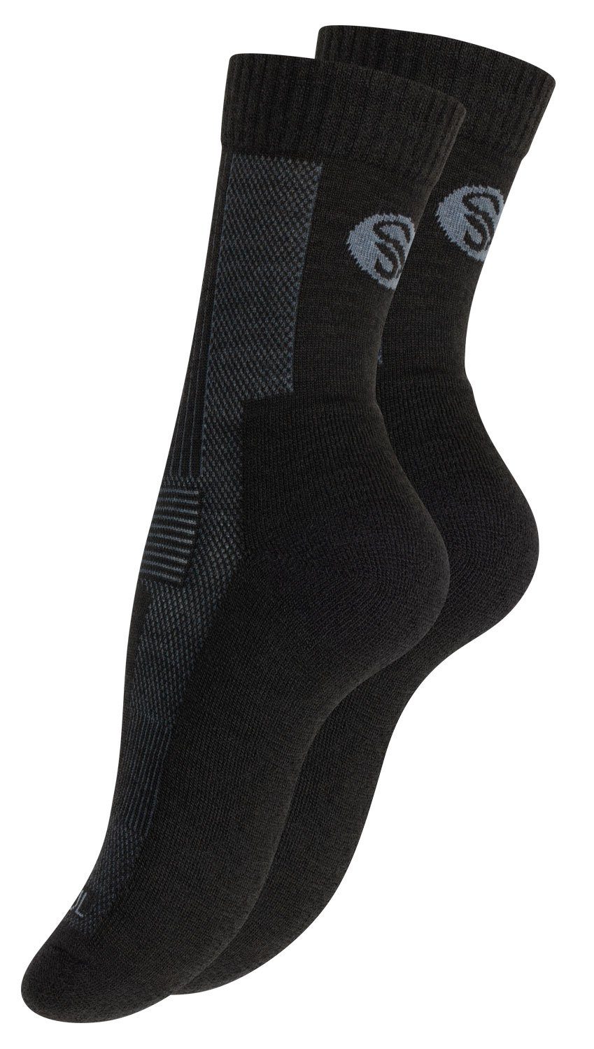 Unisex Schwarz Funktionssocken Outdoor Soul® oder 3 Merino (1-Paar) Stark Trekking Socken, 1 Paar