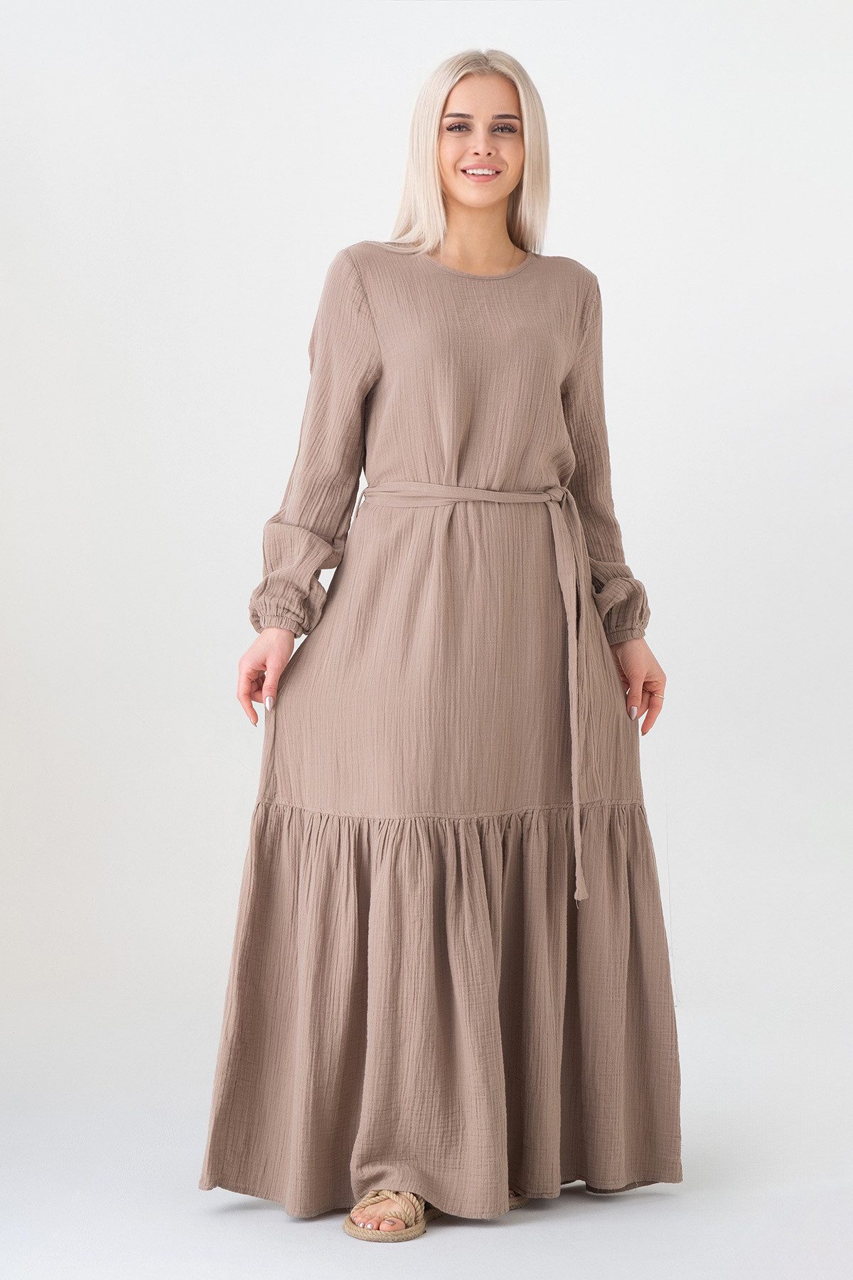 WENOR Sommerkleid Musselin-Kleid, 100 % Baumwolle, Volantsaum, günstig online kaufen