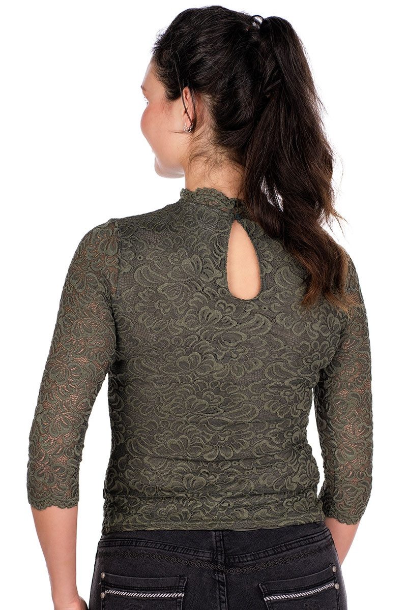 Spieth & Wensky Trachtenbluse Blusenshirt - AMBERG - olivgrün