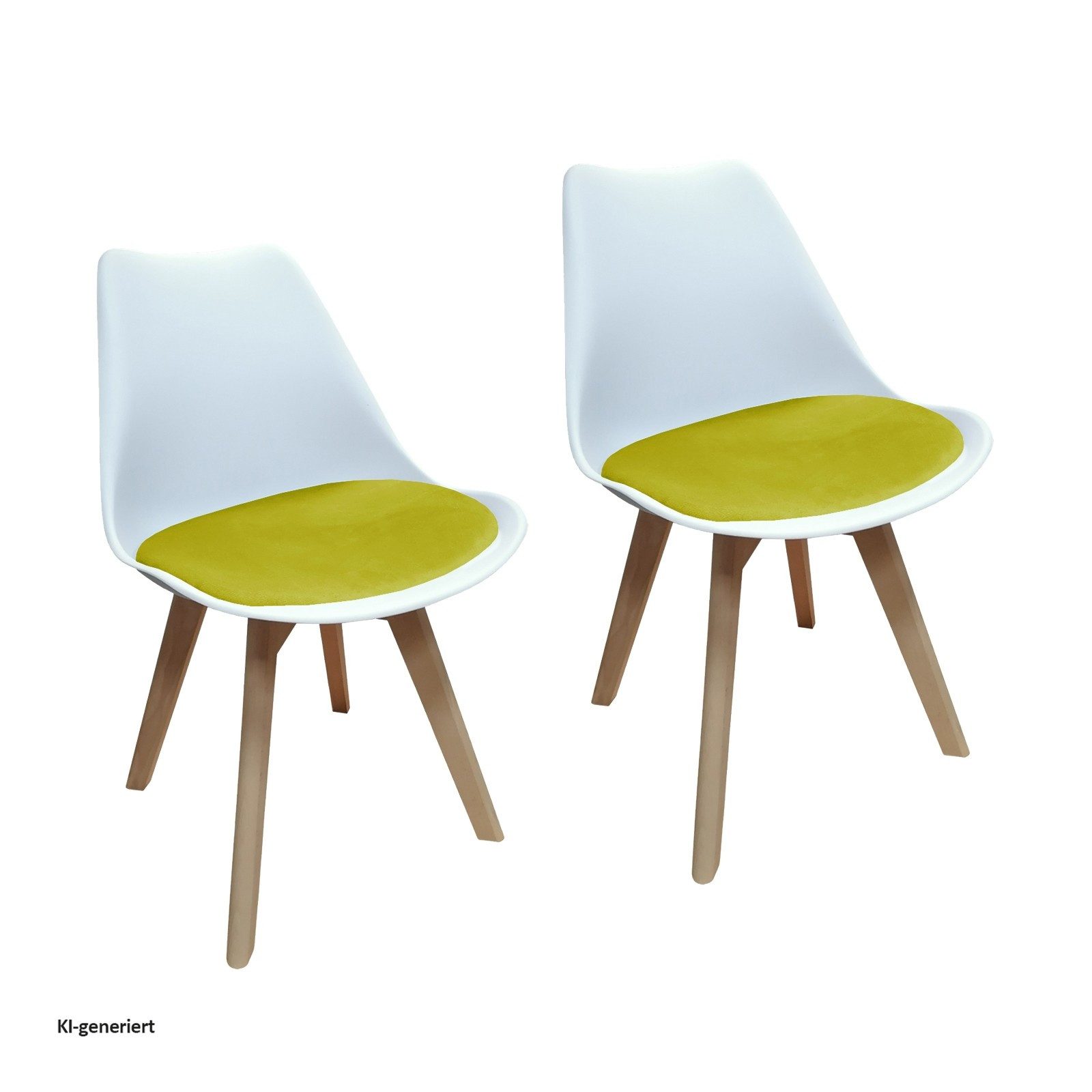 HTI-Living Esszimmerstuhl 2er Set Design-Stühle mit Sitzpolster (Set, 2 St), Esszimmerstuhl Kunststoffschale Samtbezug Holzfüße
